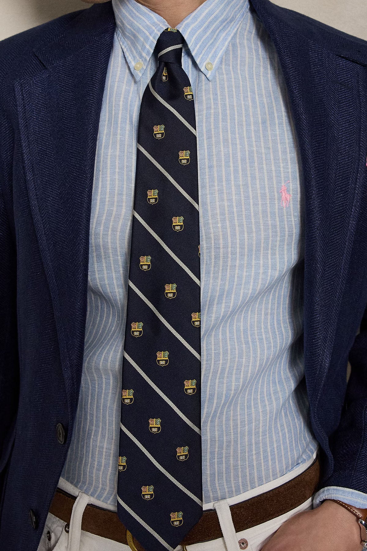 Polo Ralph Lauren Custom Fit Çizgili Keten Gömlek