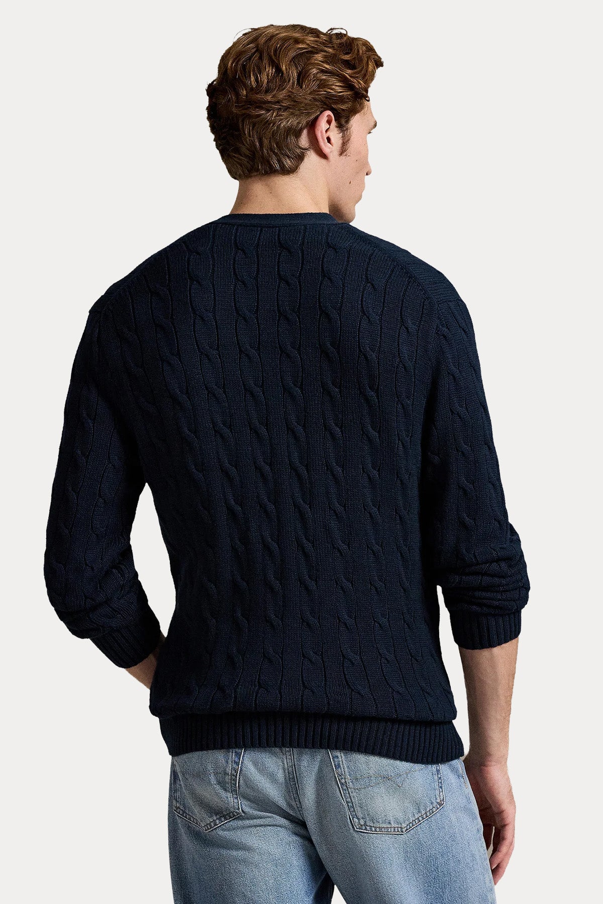 Polo Ralph Lauren V Yaka Saç Örgü Triko Ceket