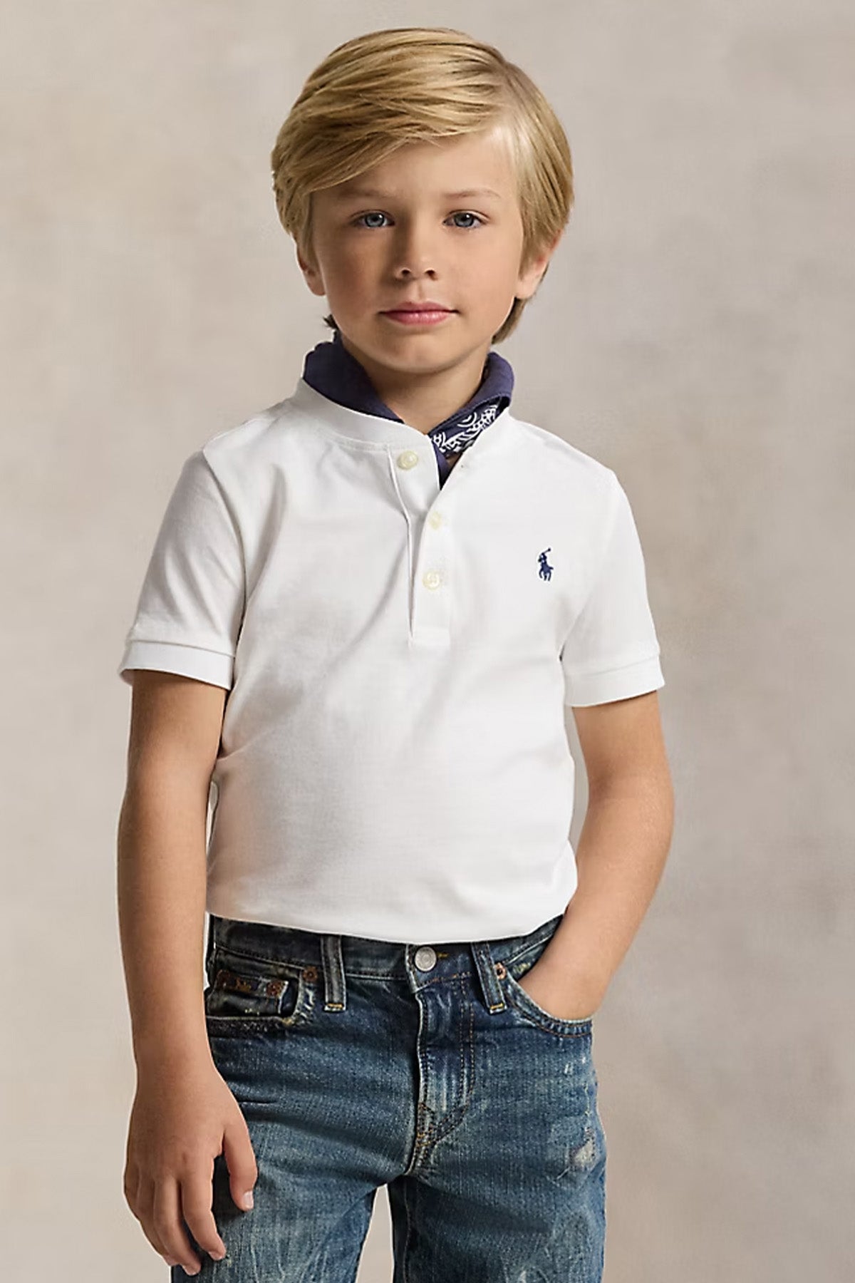 Polo Ralph Lauren Kids 3-7 Yaş Erkek Çocuk Düğmeli Yuvarlak Yaka T-shirt