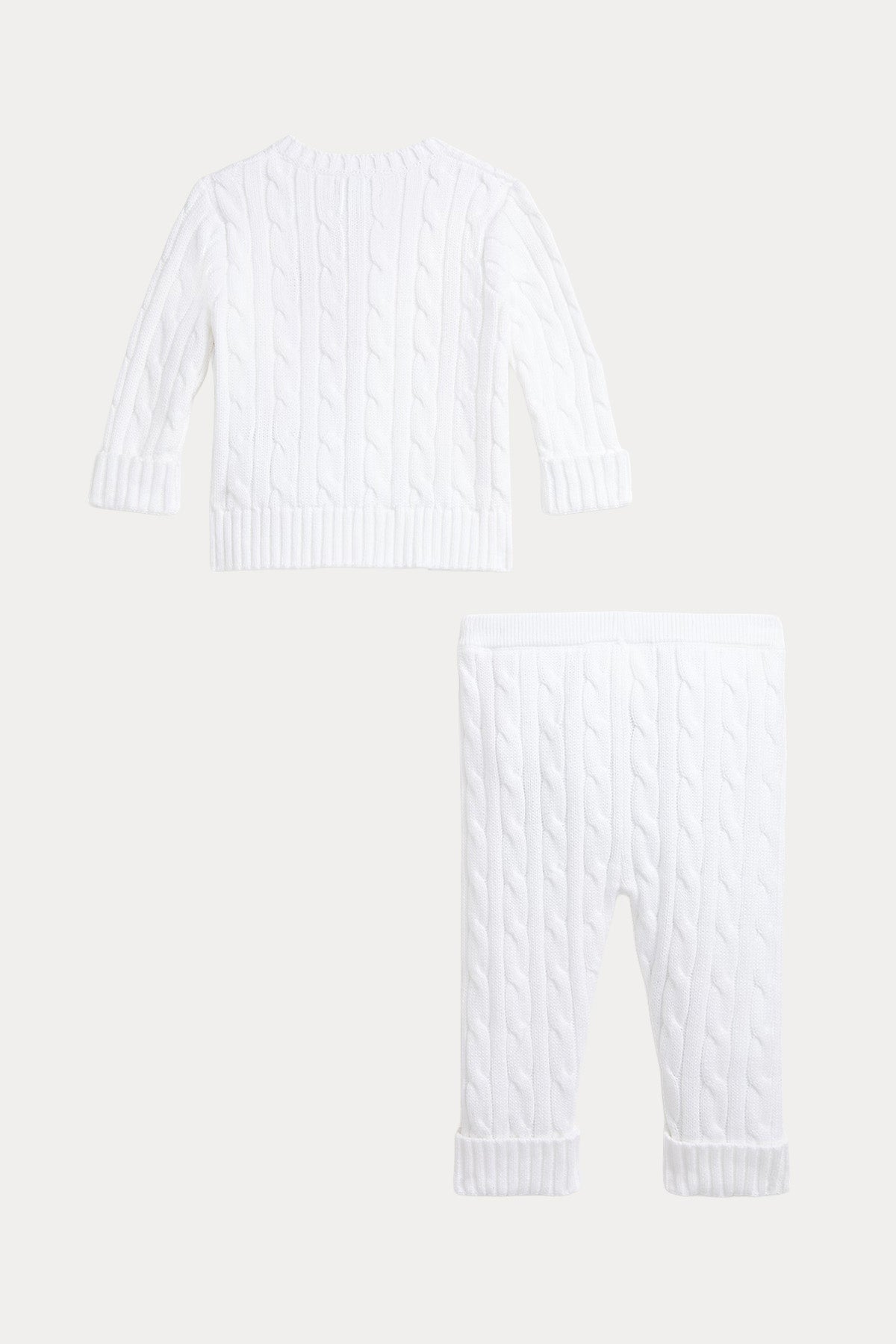 Polo Ralph Lauren Kids 12 Aylık Unisex Bebek Saç Örgü Triko Ceket Pantolon Set