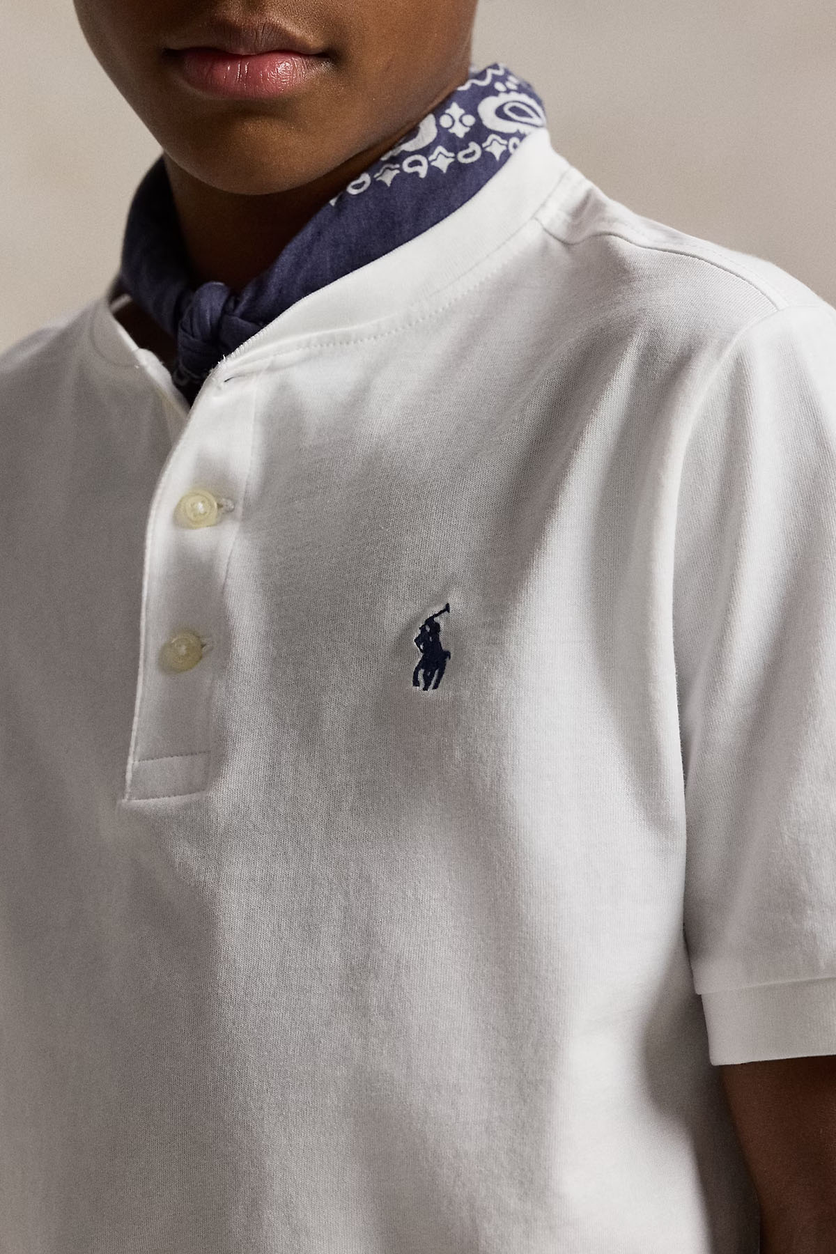 Polo Ralph Lauren Kids S-L Beden Düğmeli Yuvarlak Yaka Pony Logolu T-shirt