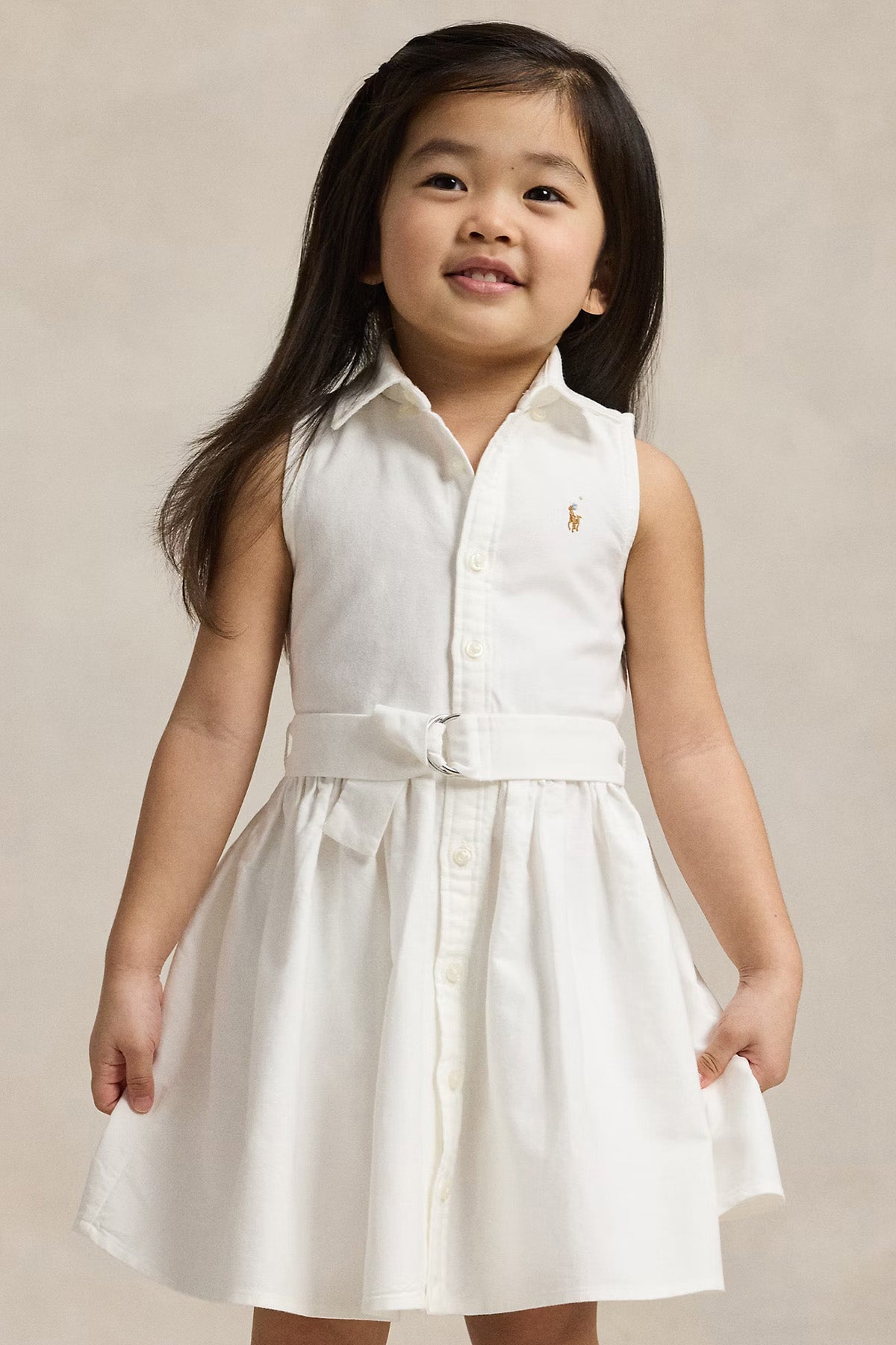 Polo Ralph Lauren Kids 4-6 Yaş Kız Çocuk Kemerli Gömlek Elbise-Elbise-Libas