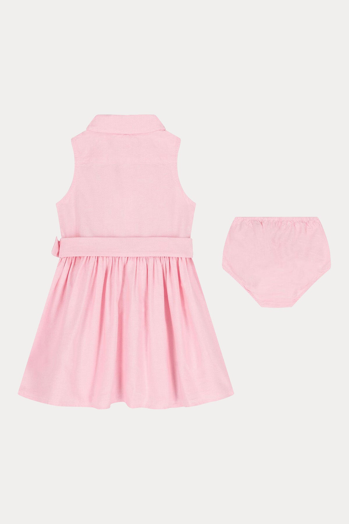 Polo Ralph Lauren Kids 9-12 Aylık Kız Bebek Kemerli Şortlu Gömlek Elbise