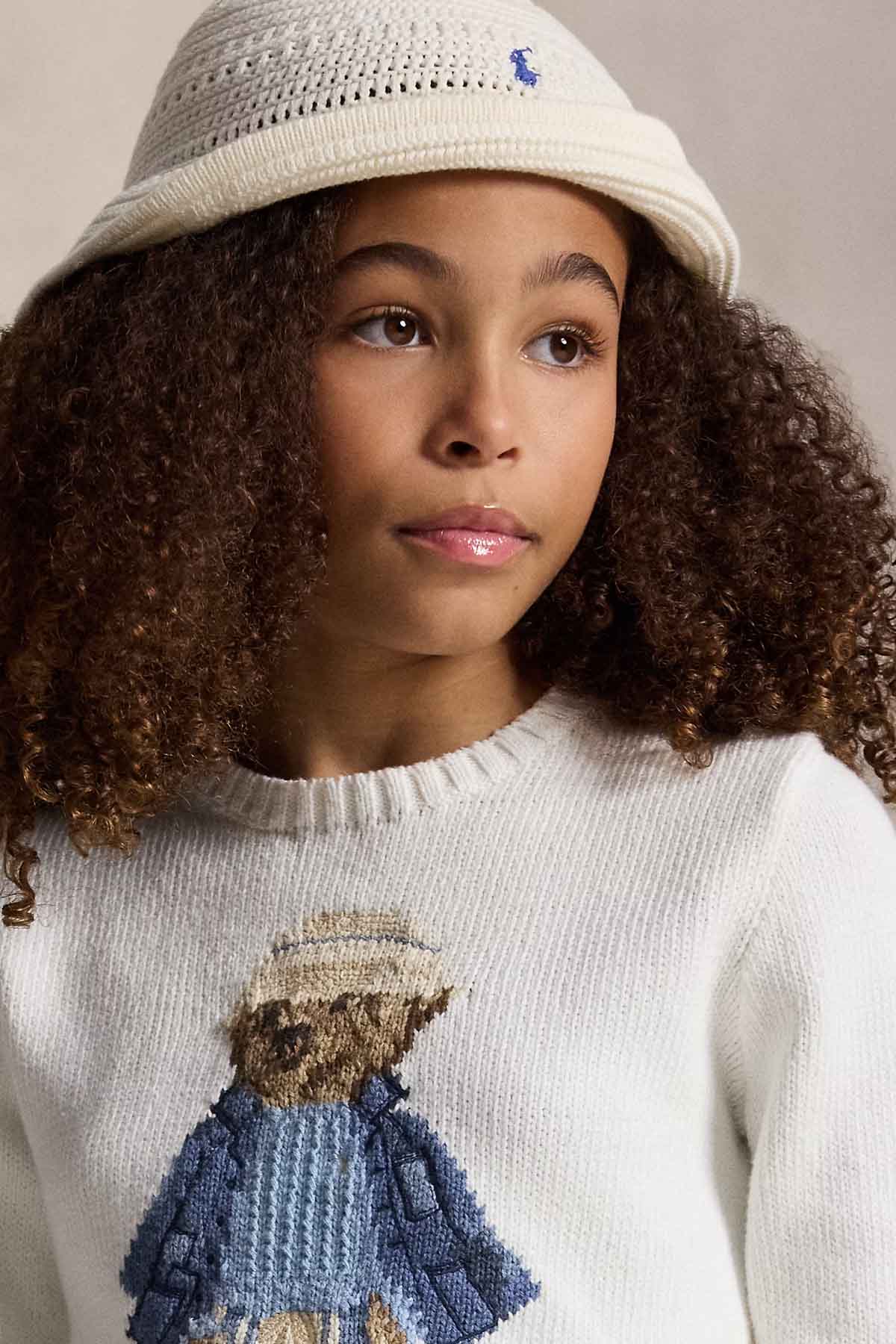 Polo Ralph Lauren Kids S-M Beden Kız Çocuk Örgü Pony Logolu Bucket Şapka-Şapka-Libas
