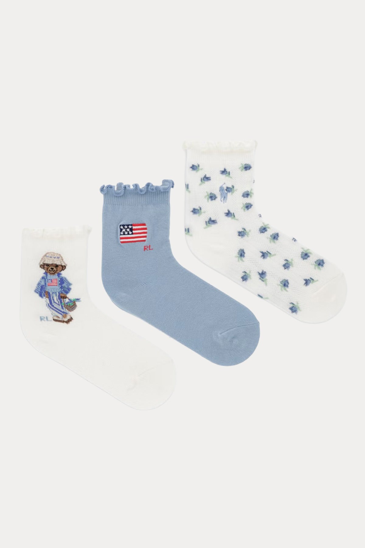 Polo Ralph Lauren Kids 2-4 Yaş Kız Çocuk 3'lü Paket Polo Bear Çorap