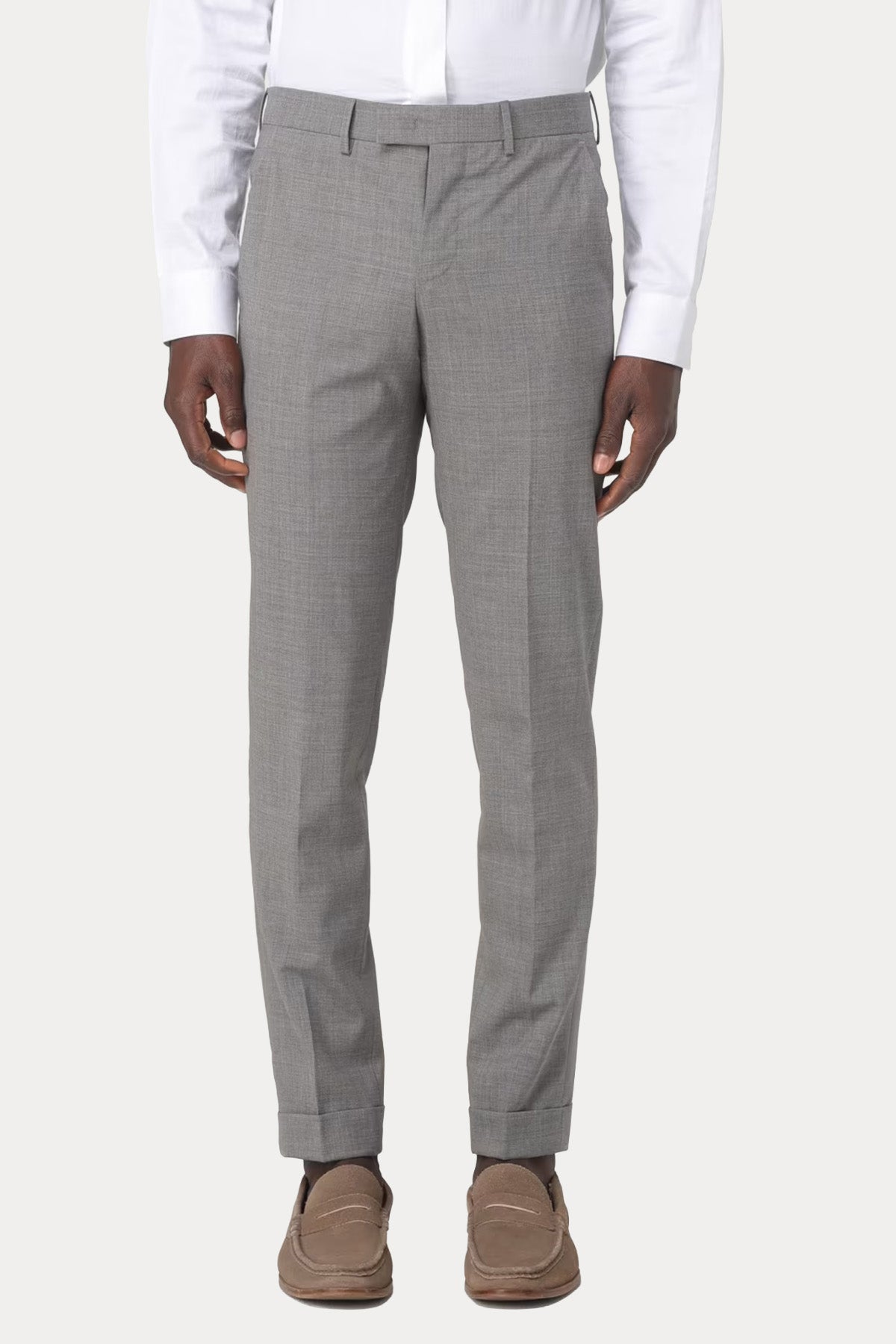 Pantaloni Torino Slim Fit Duble Paça Yandan Cepli Streç Yün Pantolon