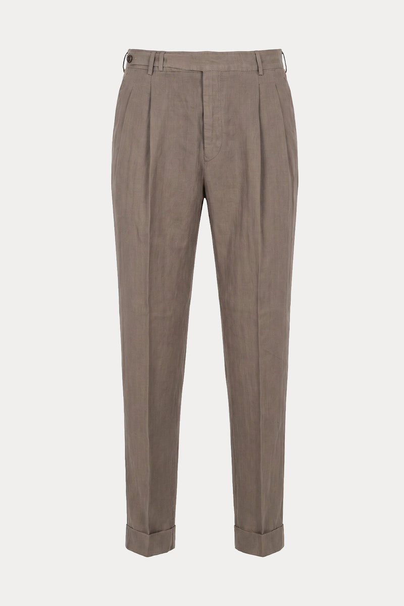 Pantaloni Torino Comfort Fit Çift Pile Duble Paça Keten Pantolon