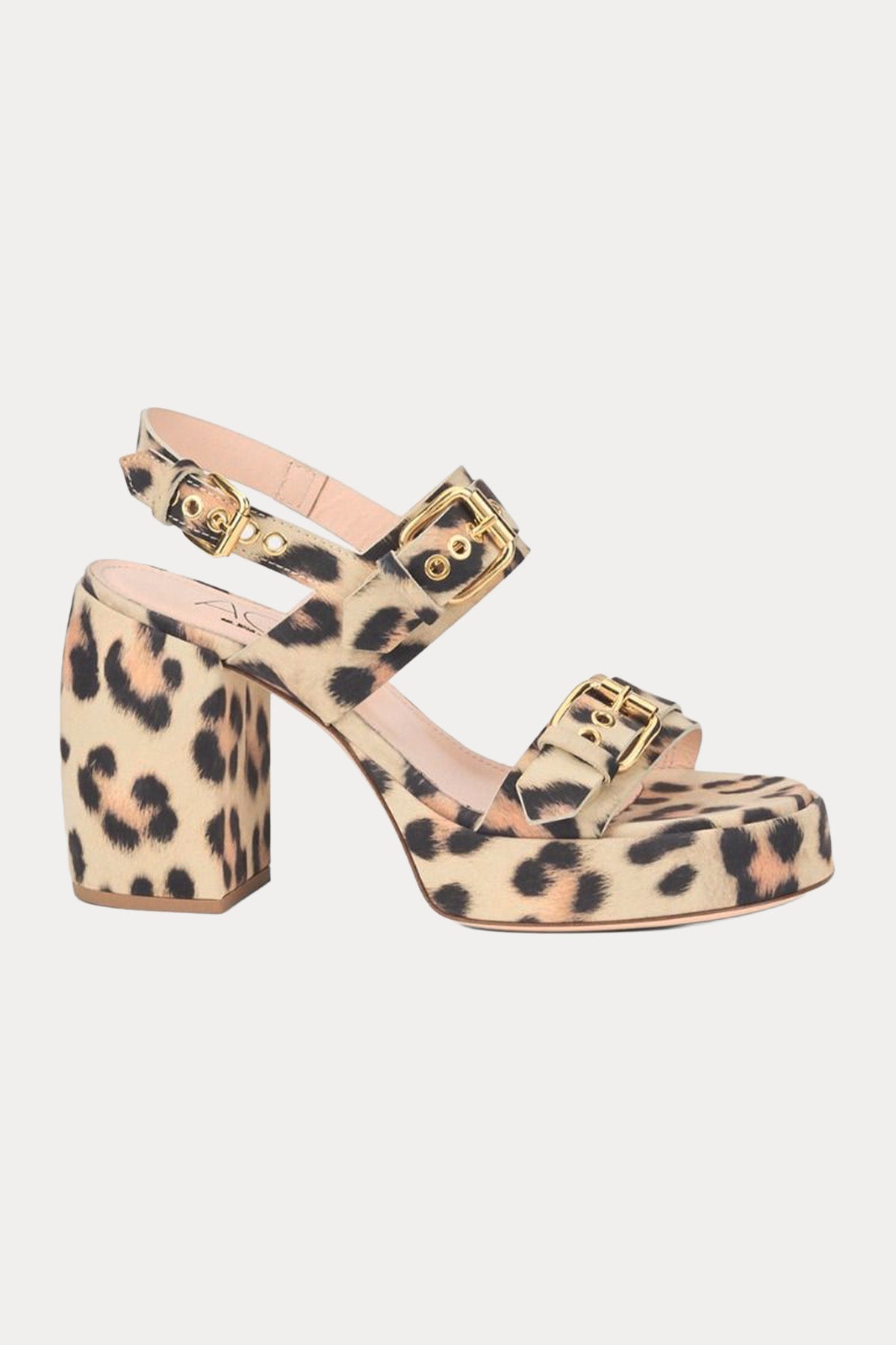 Agl Clio High Multi Buck Leopar Desenli Topuklu Süet Sandalet-Sandalet-Libas