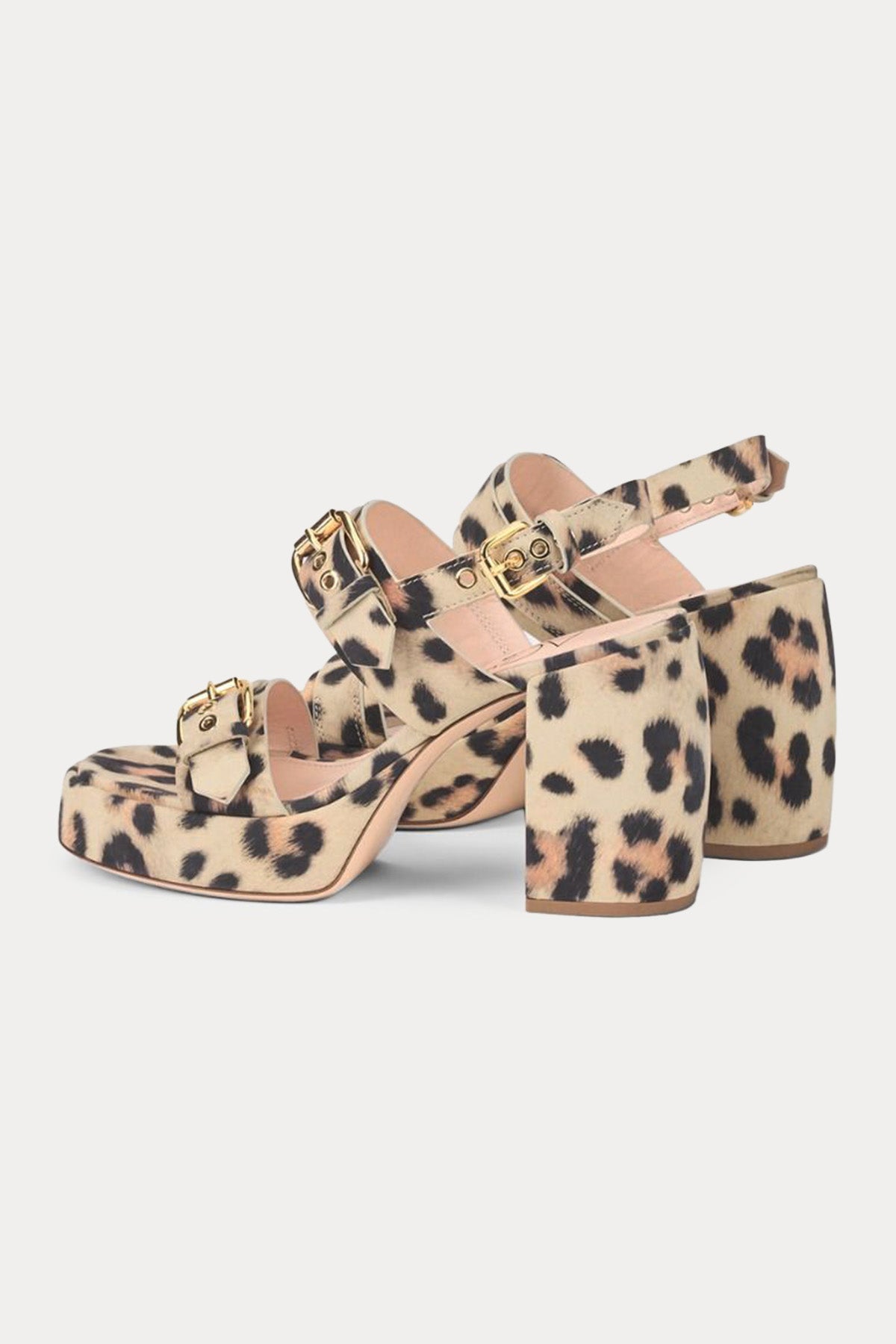 Agl Clio High Multi Buck Leopar Desenli Topuklu Süet Sandalet-Sandalet-Libas