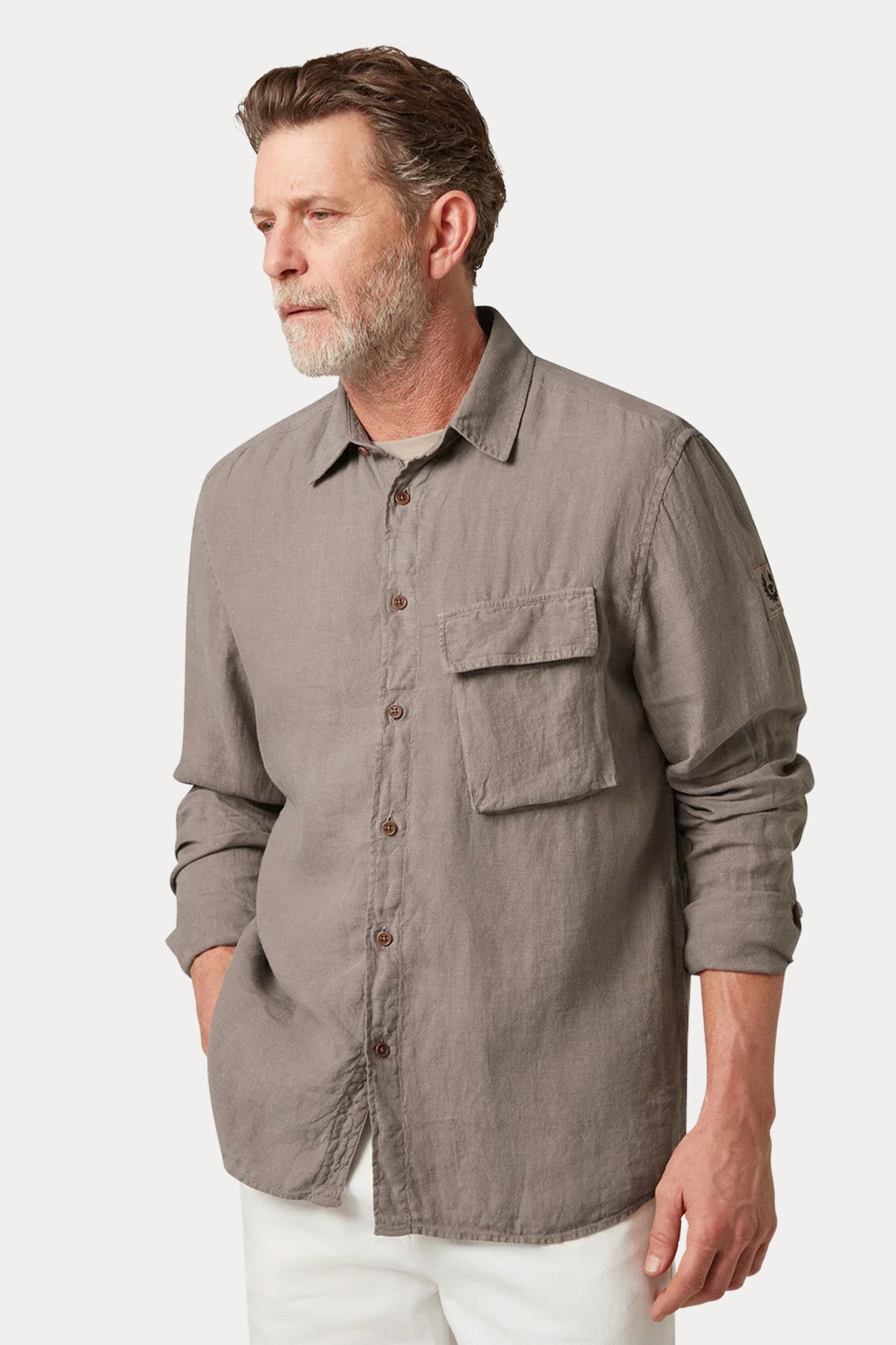 Belstaff Regular Fit Cep Detaylı Keten Gömlek-Gömlek-Libas