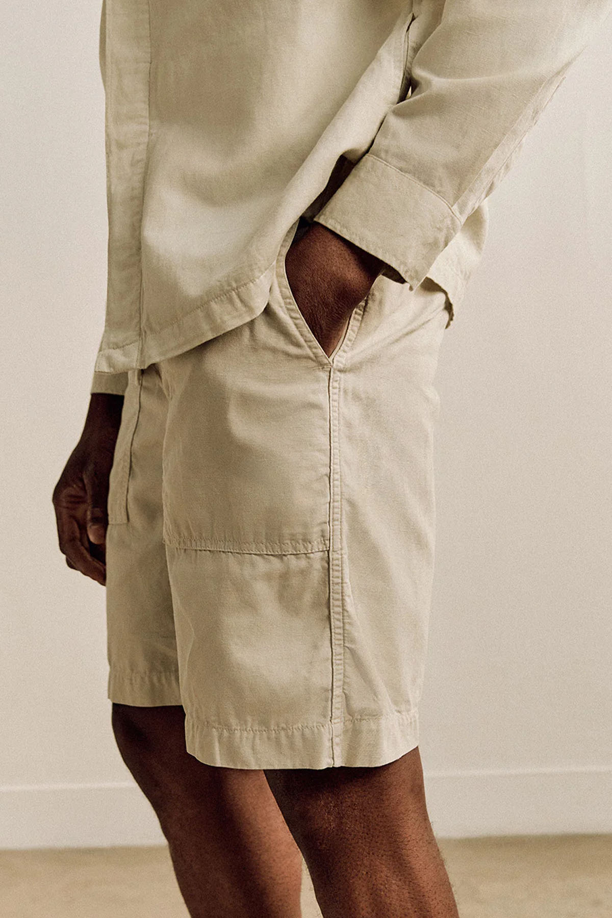 Belstaff Regular Fit Yandan Cepli Keten Şort-Şort-Libas
