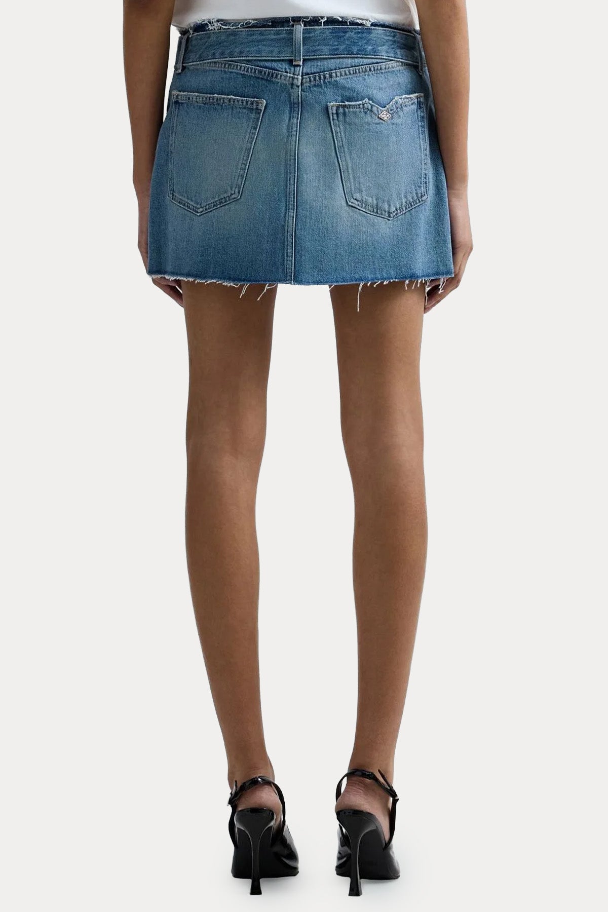 Replay Yıkamalı Kemerli Mini Denim Etek-Etek-Libas