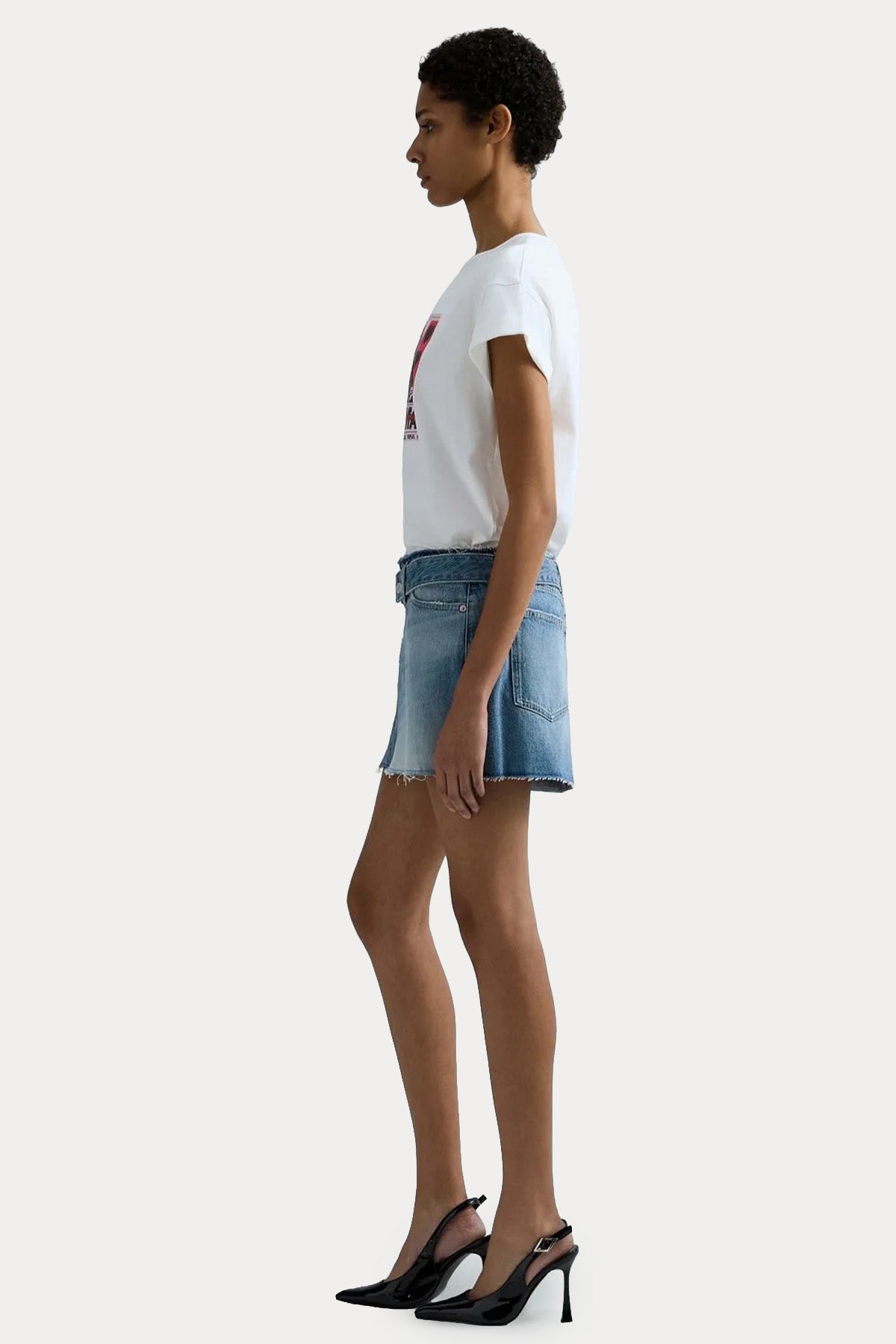 Replay Yıkamalı Kemerli Mini Denim Etek-Etek-Libas