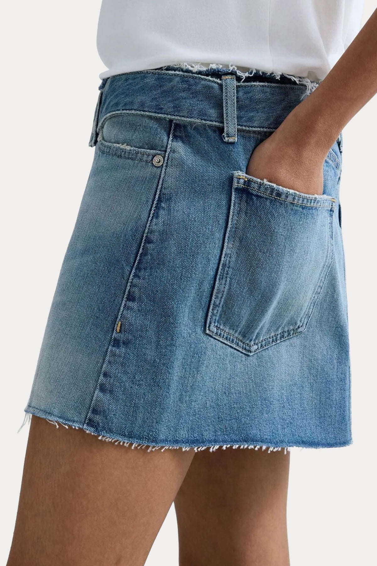 Replay Yıkamalı Kemerli Mini Denim Etek-Etek-Libas
