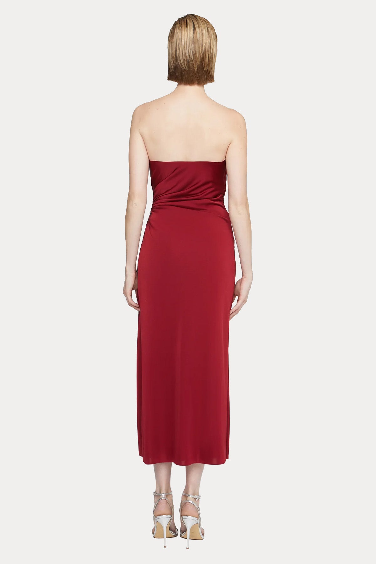 Halston Nadia Jarse Straplez Midi Abiye Elbise-Abiye-Libas