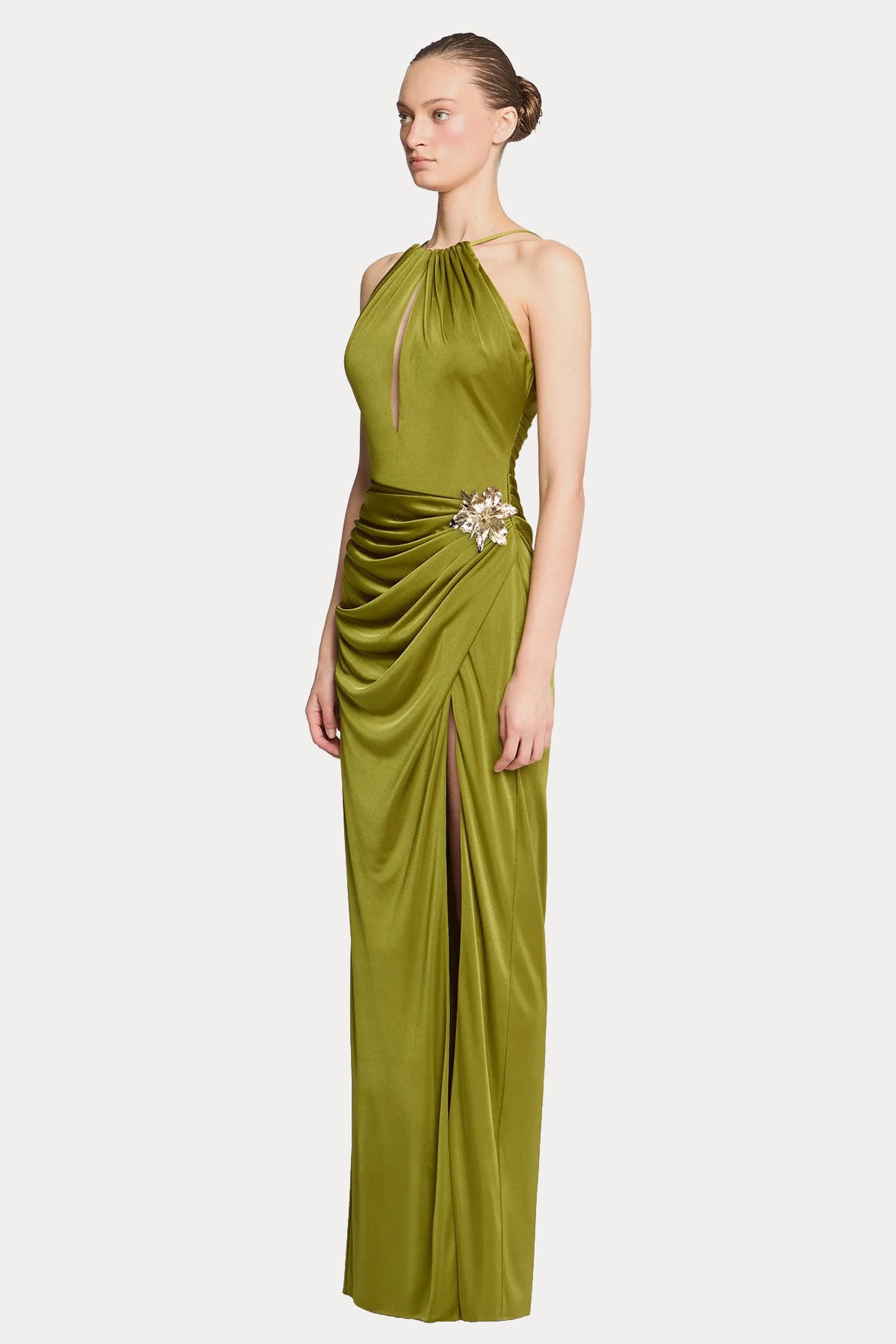 Halston Elin Parlak Jarse Streç Maxi Abiye Elbise-Abiye-Libas