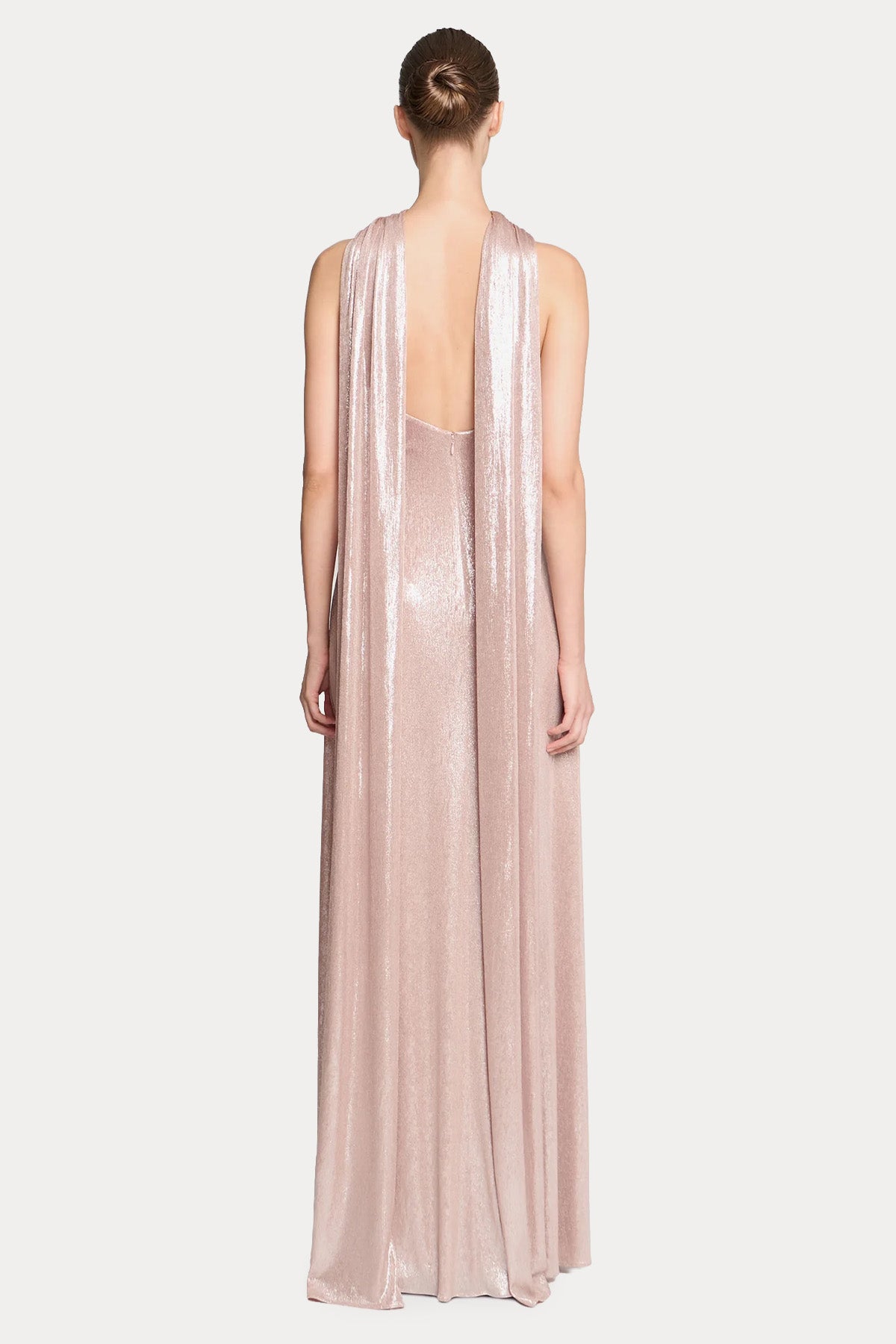 Halston Sofie Metalik Jarse Streç Maxi Abiye Elbise-Abiye-Libas