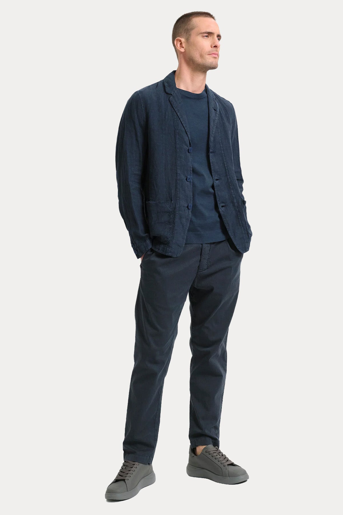 Transit Cep Detaylı Keten Ceket