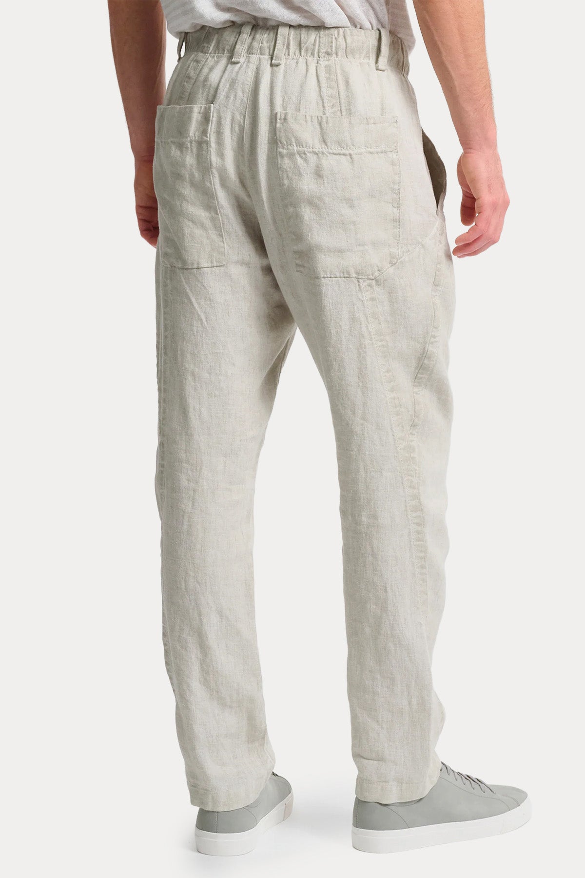Transit Relaxed Fit Tek Pile Beli Lastikli Keten Pantolon-Pantolon-Libas