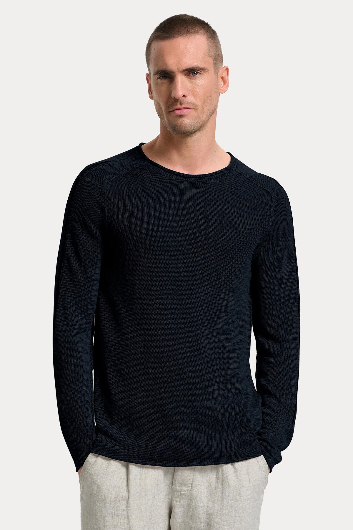 Transit Relaxed Fit İnce Örgü Keten Triko