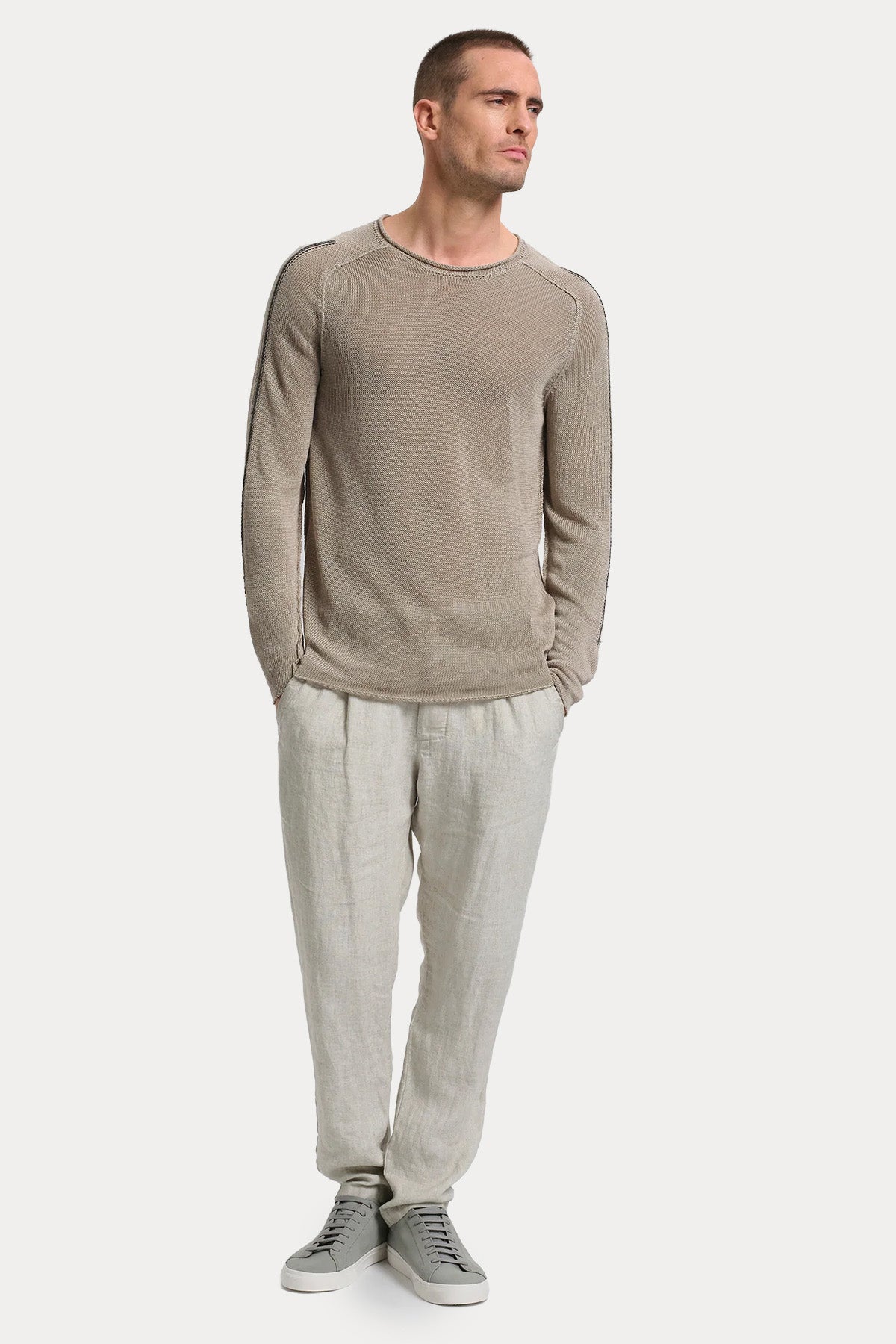 Transit Relaxed Fit İnce Örgü Keten Triko