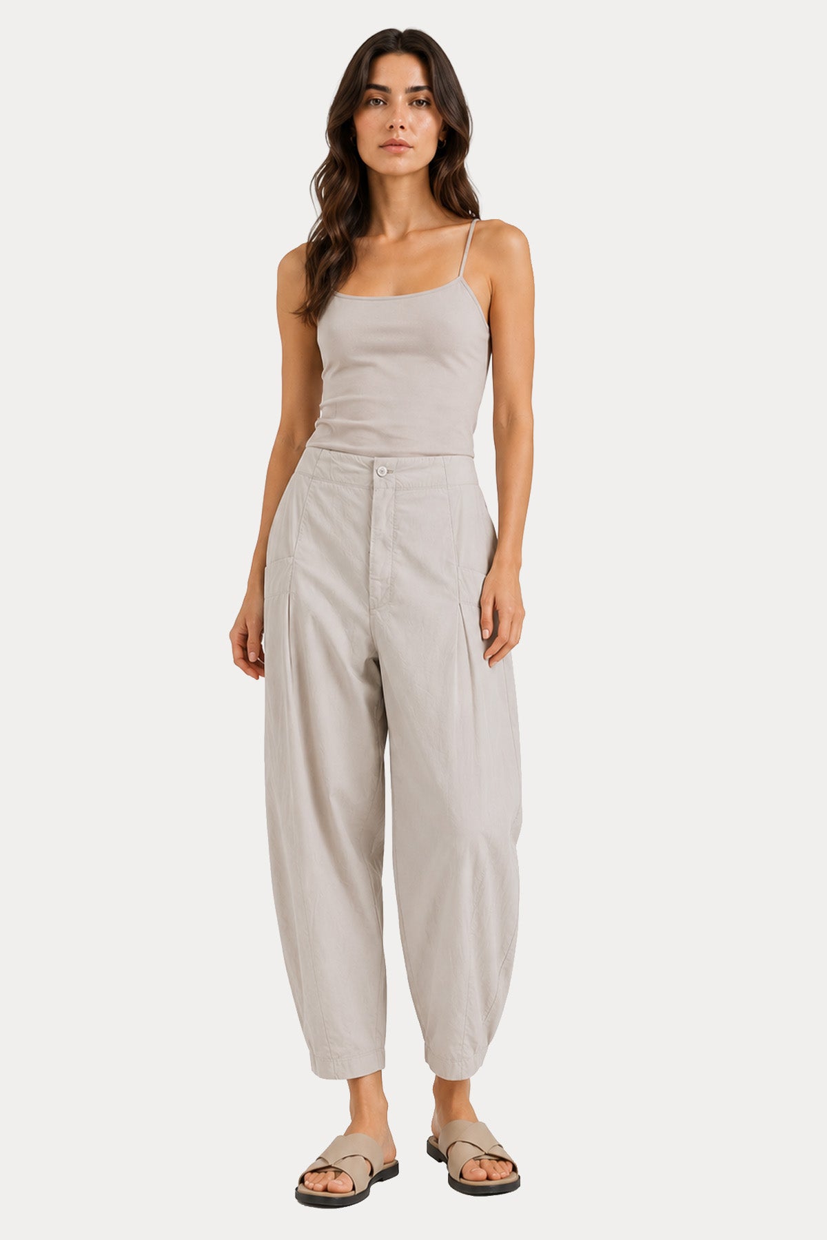 Transit Relaxed Fit İnce Dokulu Crop Pantolon