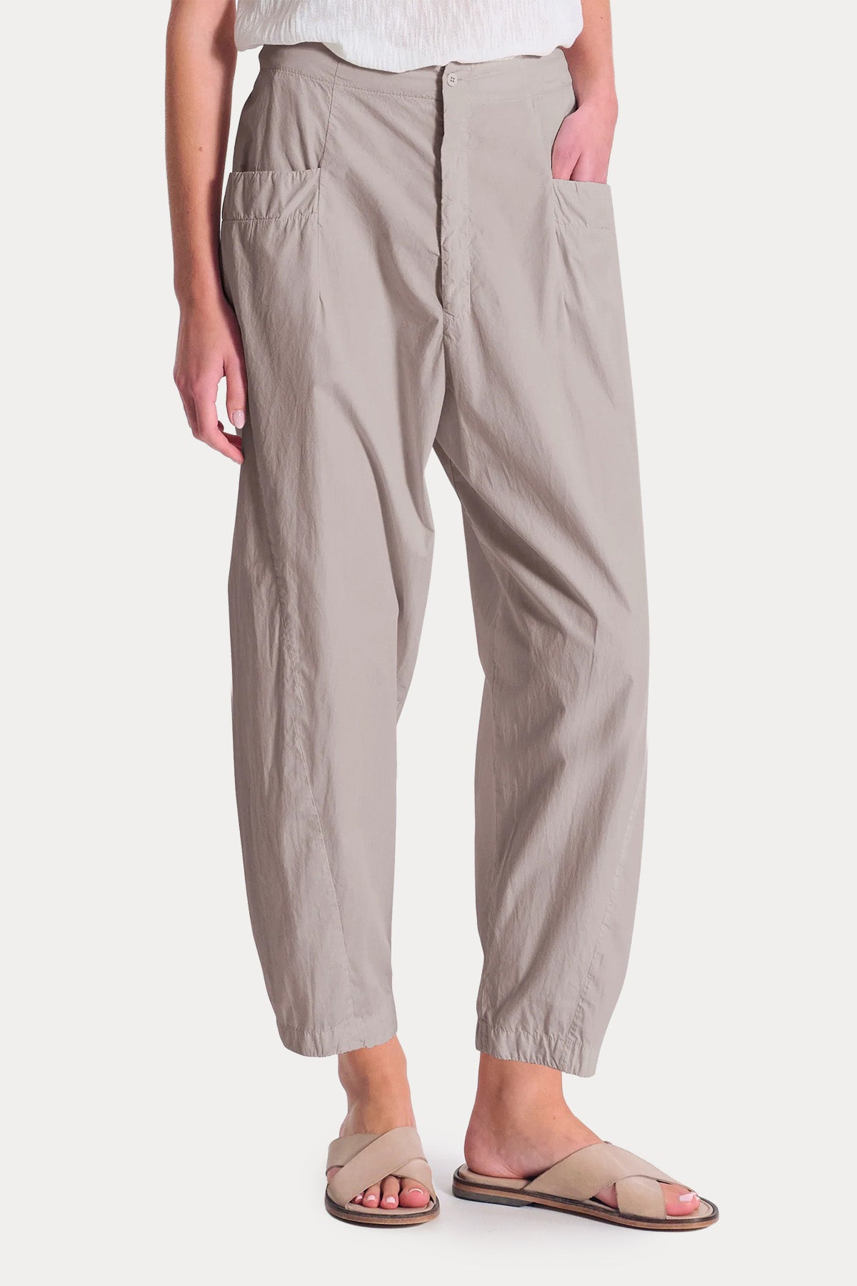 Transit Relaxed Fit İnce Dokulu Crop Pantolon-Pantolon-Libas