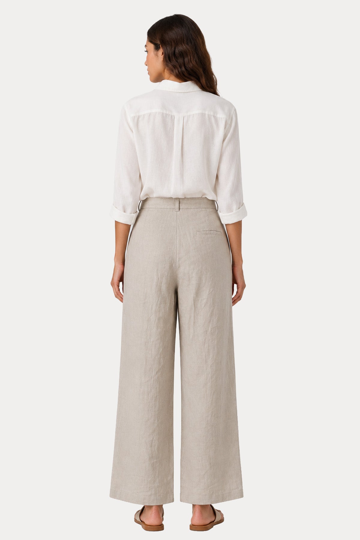 Transit Relaxed Fit Yüksek Belli Keten Pantolon