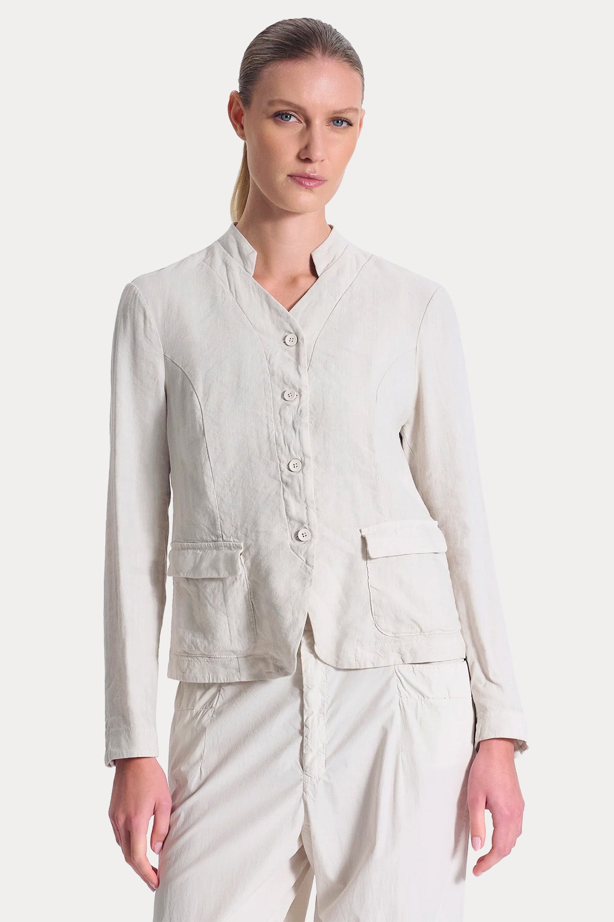 Transit Hakim Yaka Streç Keten Ceket