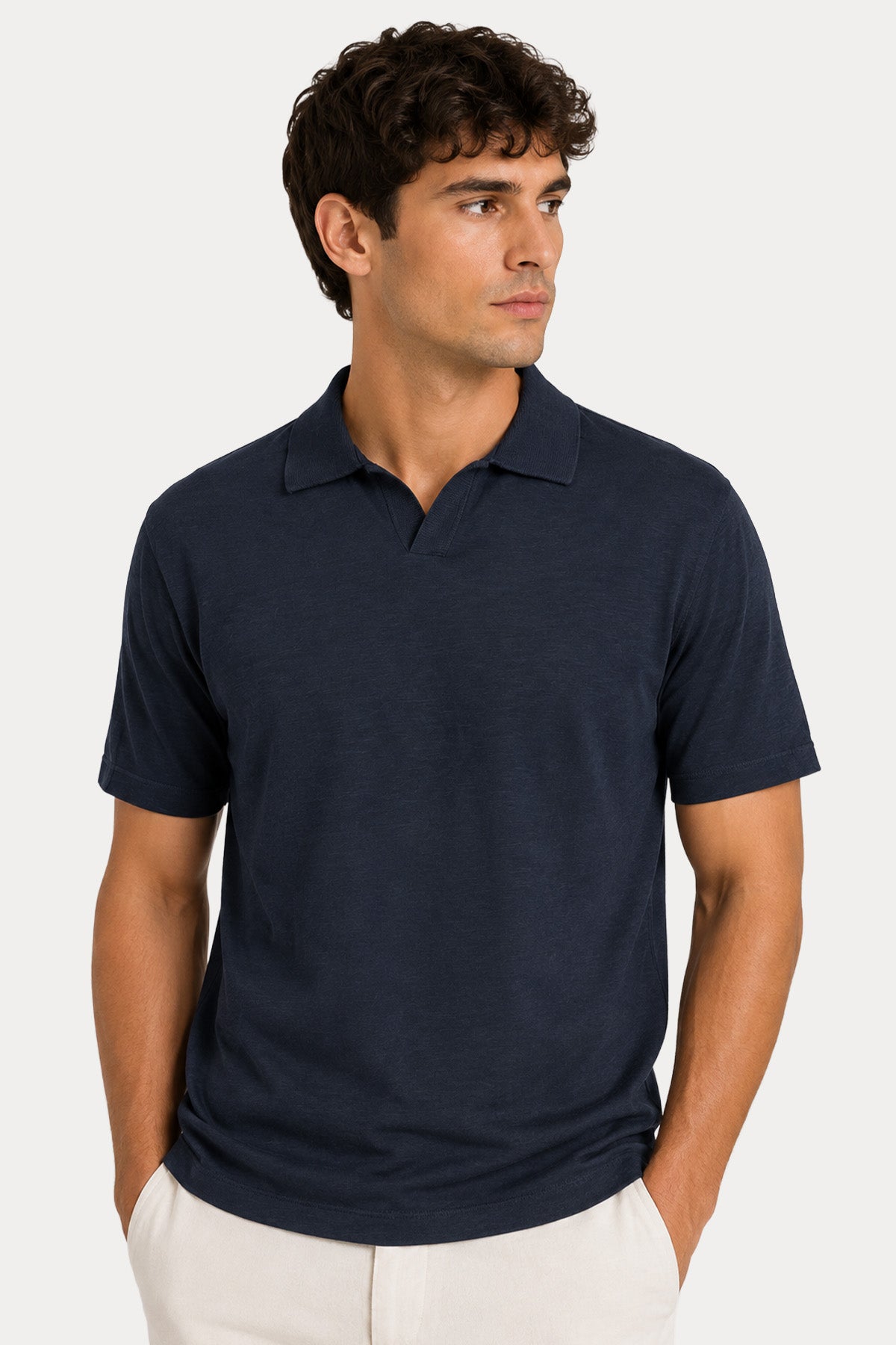 Transit Regular Fit Keten Polo Yaka T-shirt