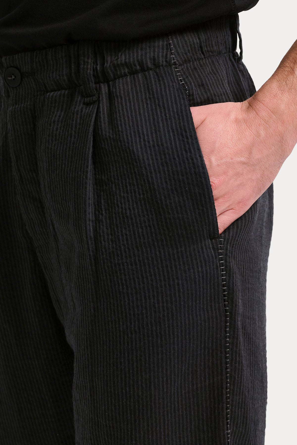 Transit Regular Fit Beli Lastikli Tek Pile Keten Pantolon-Pantolon-Libas