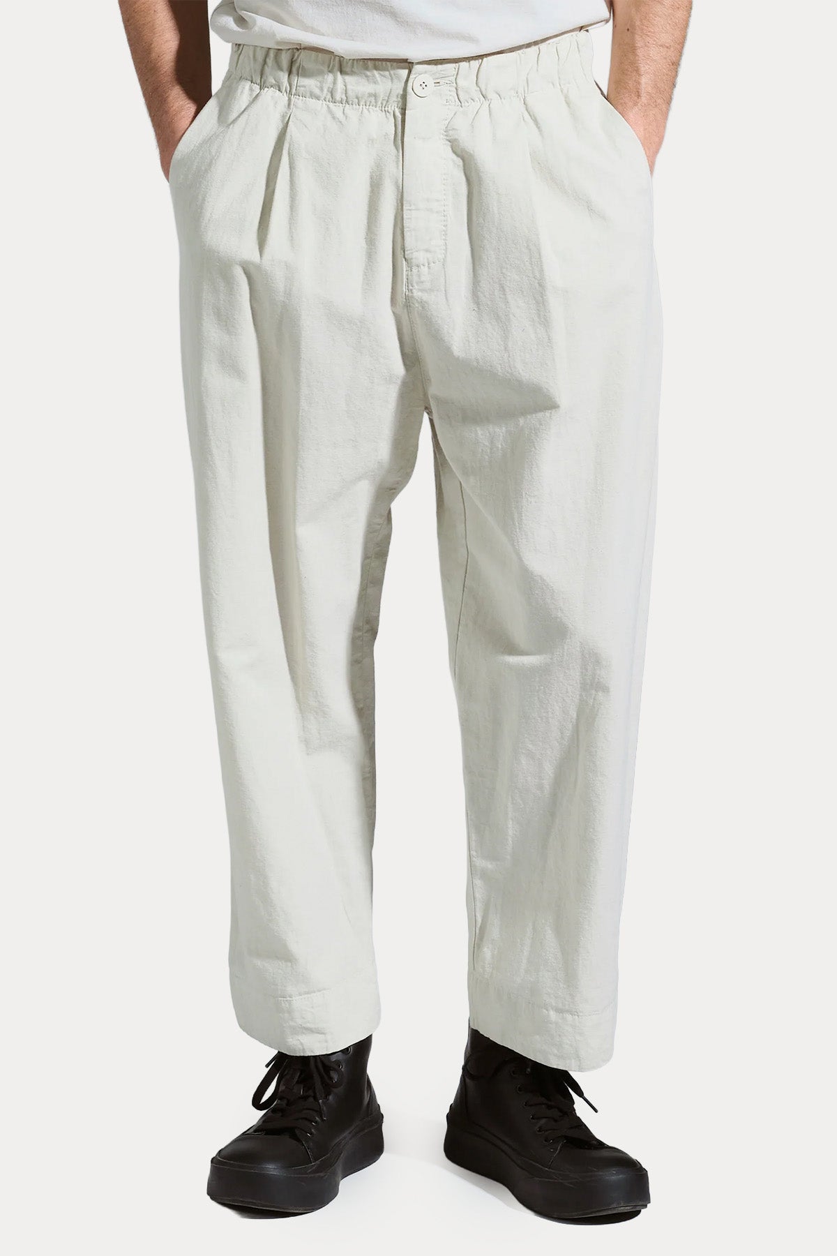 Transit Relaxed Fit Tek Pile Beli Lastikli Keten Pantolon-Pantolon-Libas