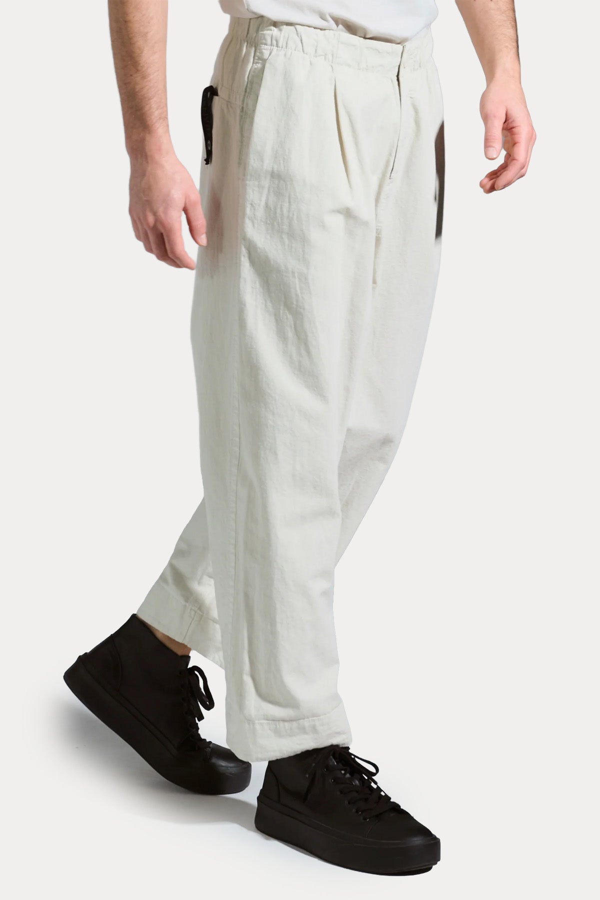 Transit Relaxed Fit Tek Pile Beli Lastikli Keten Pantolon-Pantolon-Libas