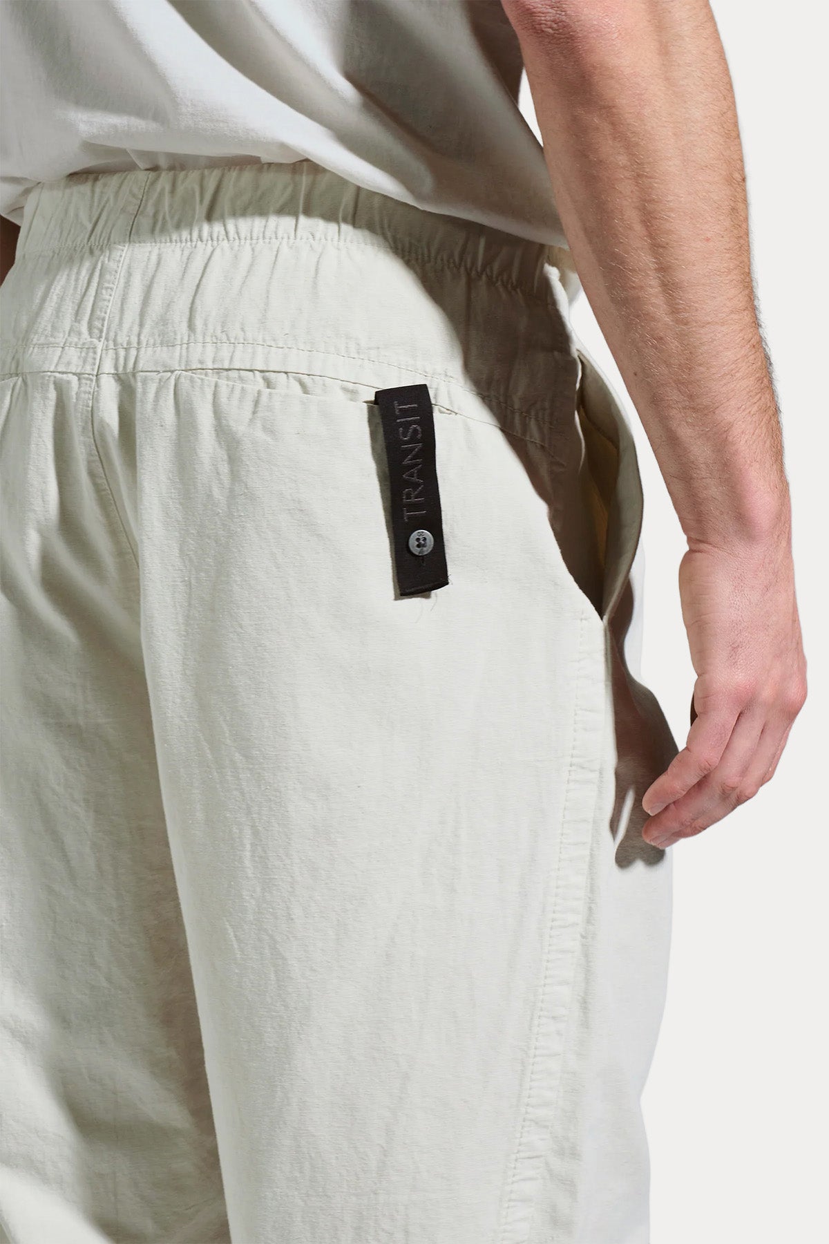 Transit Relaxed Fit Tek Pile Beli Lastikli Keten Pantolon-Pantolon-Libas