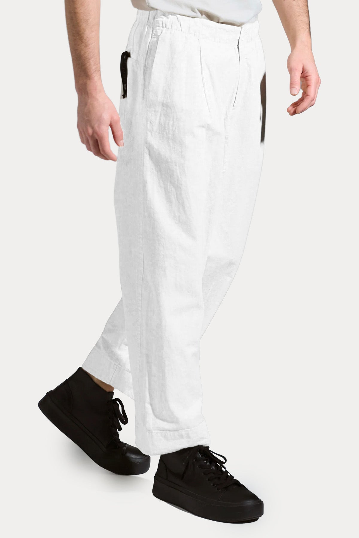 Transit Relaxed Fit Tek Pile Beli Lastikli Keten Pantolon-Pantolon-Libas