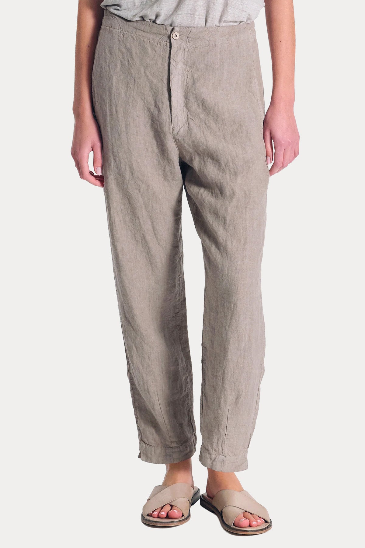 Transit Comfort Fit Beli Lastikli Keten Pantolon-Pantolon-Libas