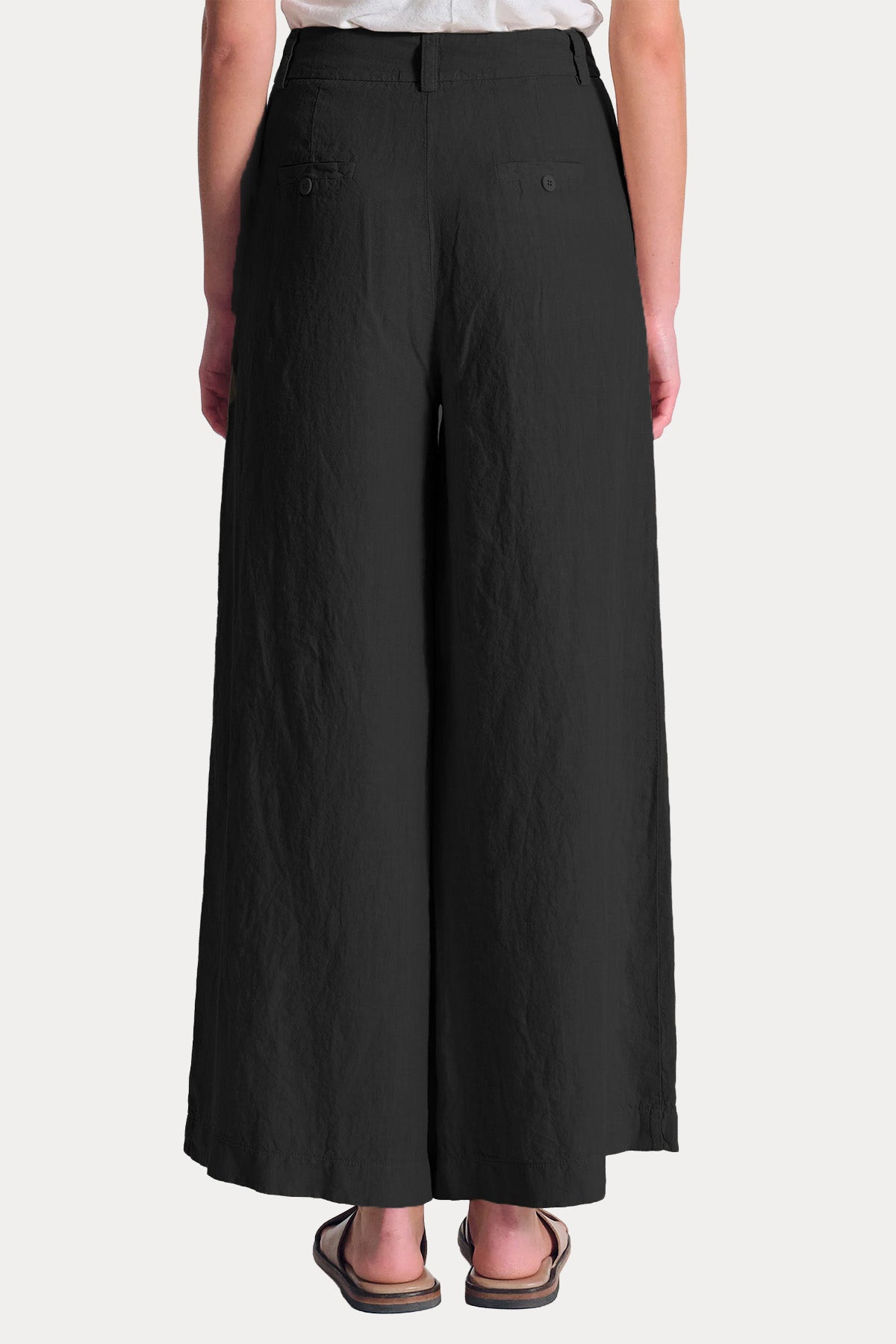 Transit Wide Leg Yüksek Belli Keten Pantolon-Pantolon-Libas