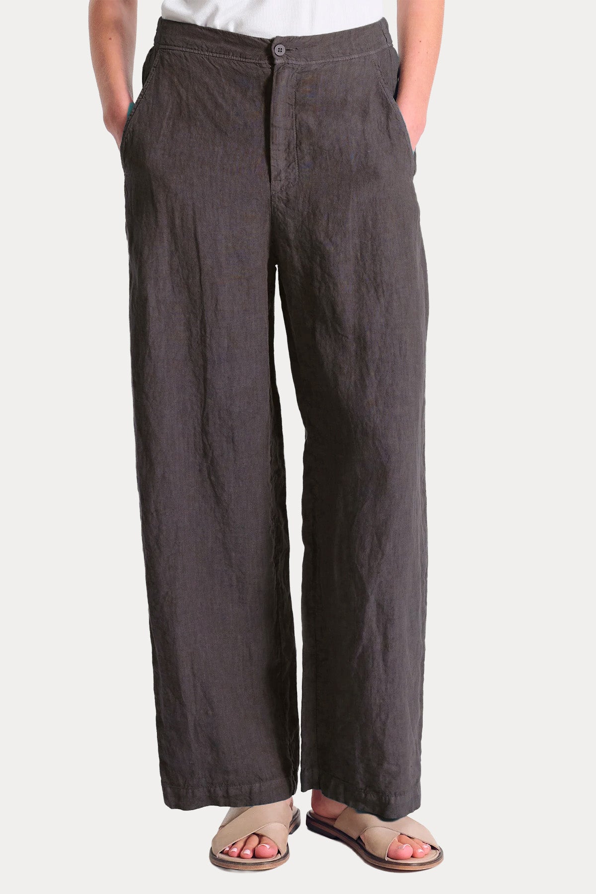 Transit Relaxed Fit Beli Lastikli Keten Pantolon