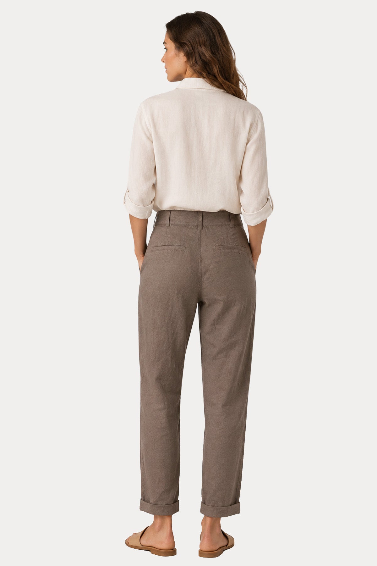 Transit Comfort Fit Yandan Cepli Keten Pantolon