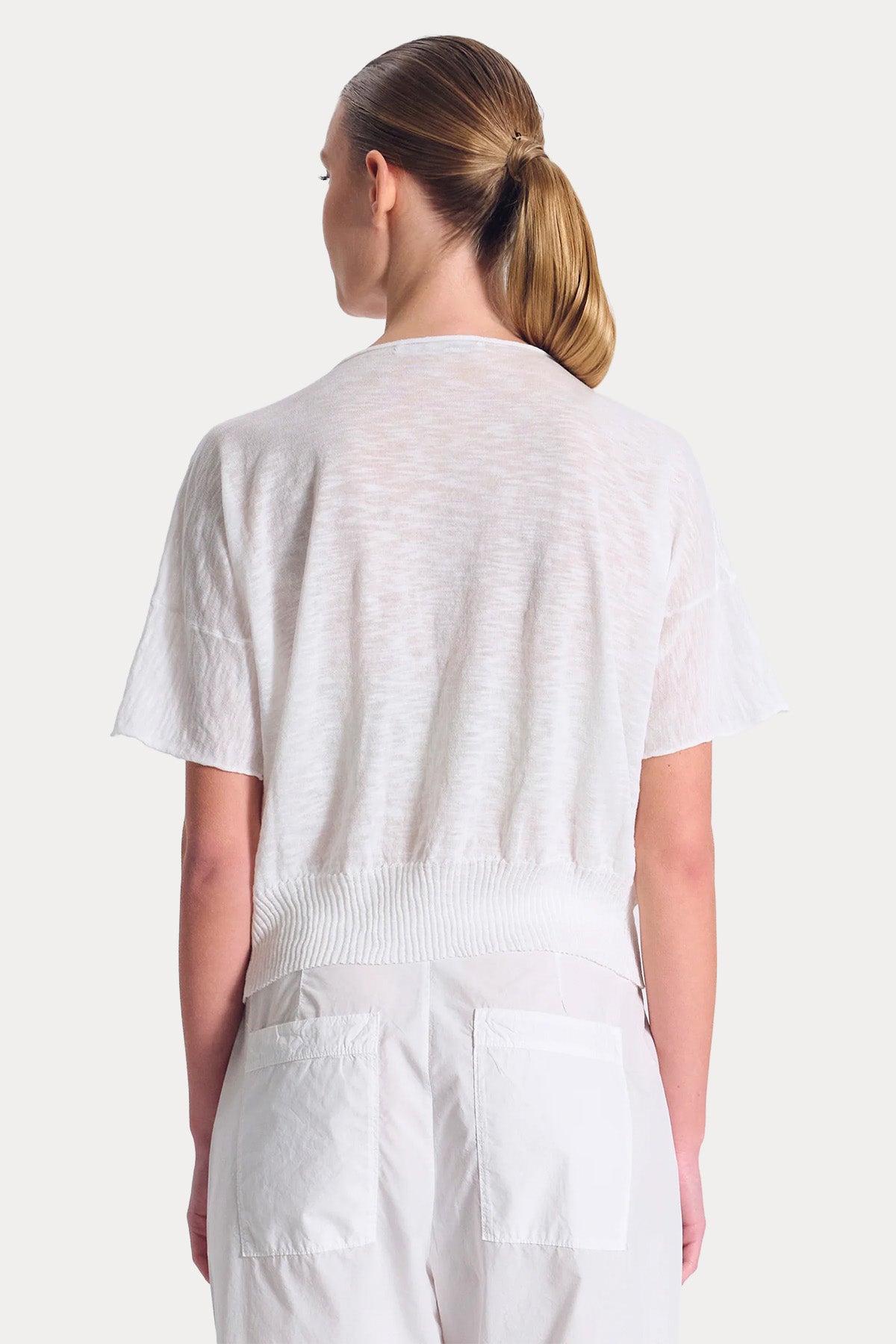 Transit Comfort Fit Slub Efektli Yuvarlak Yaka Bluz-Bluz-Libas