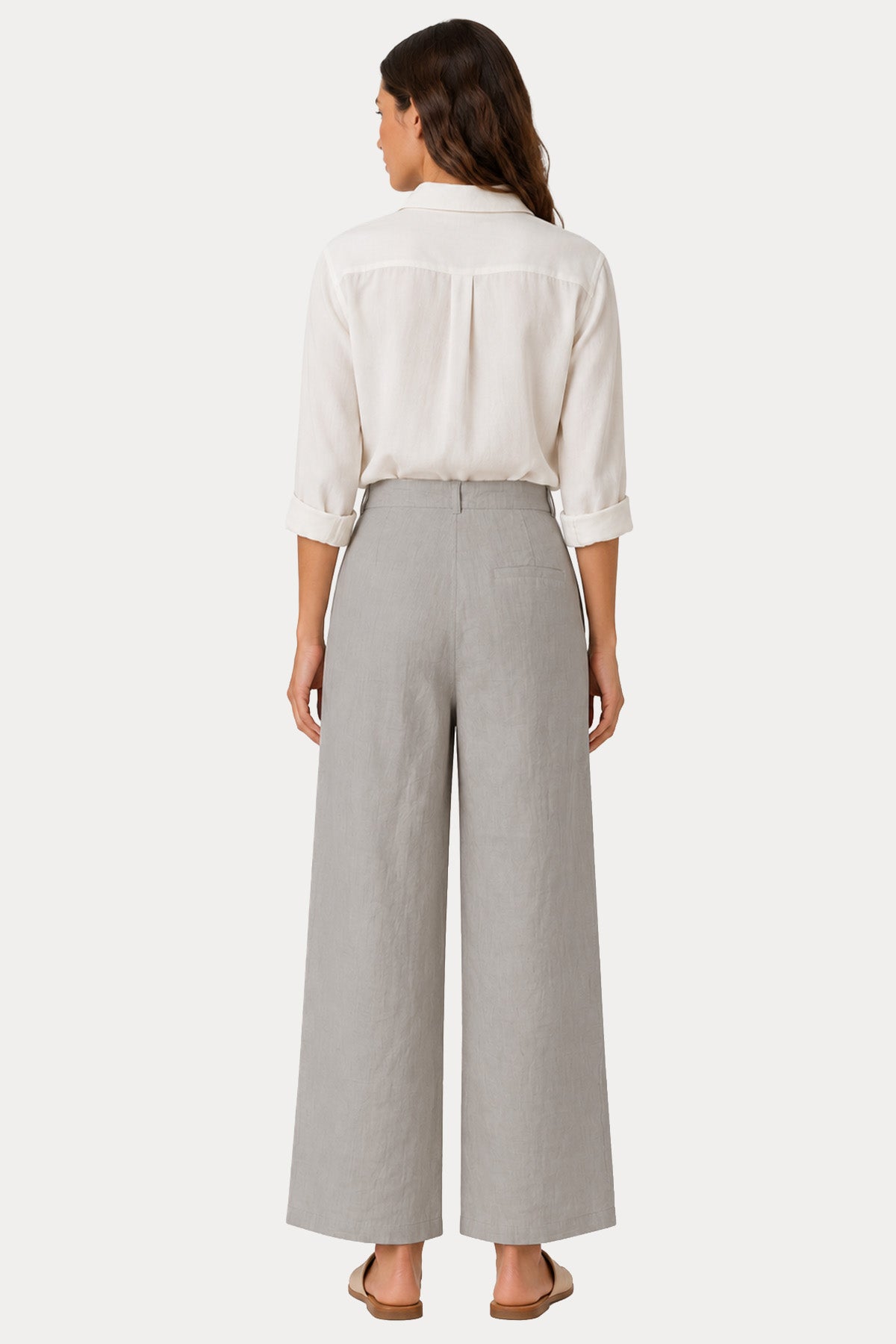 Transit Relaxed Fit Yüksek Belli Keten Pantolon