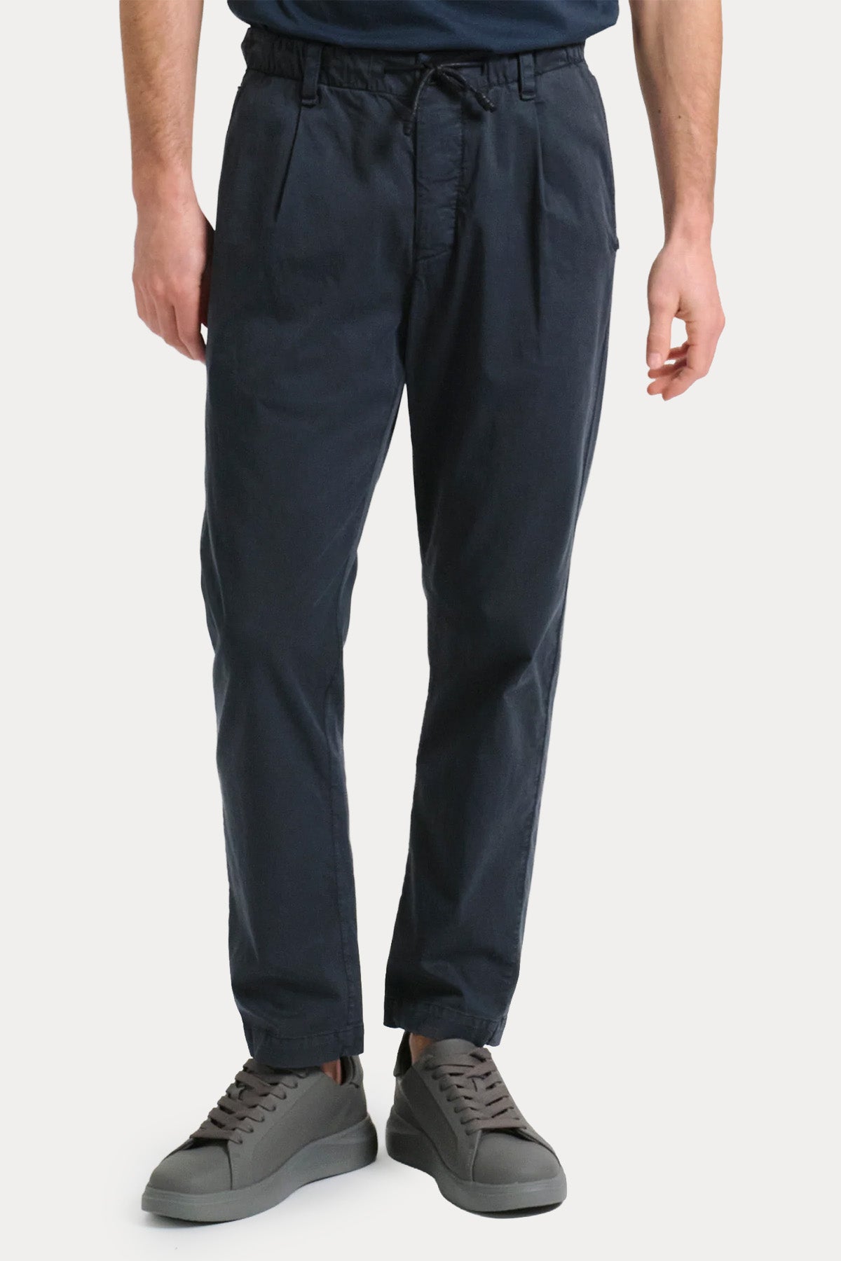 Transit Loose Fit Beli Lastikli Tek Pile Streç Pantolon-Pantolon-Libas
