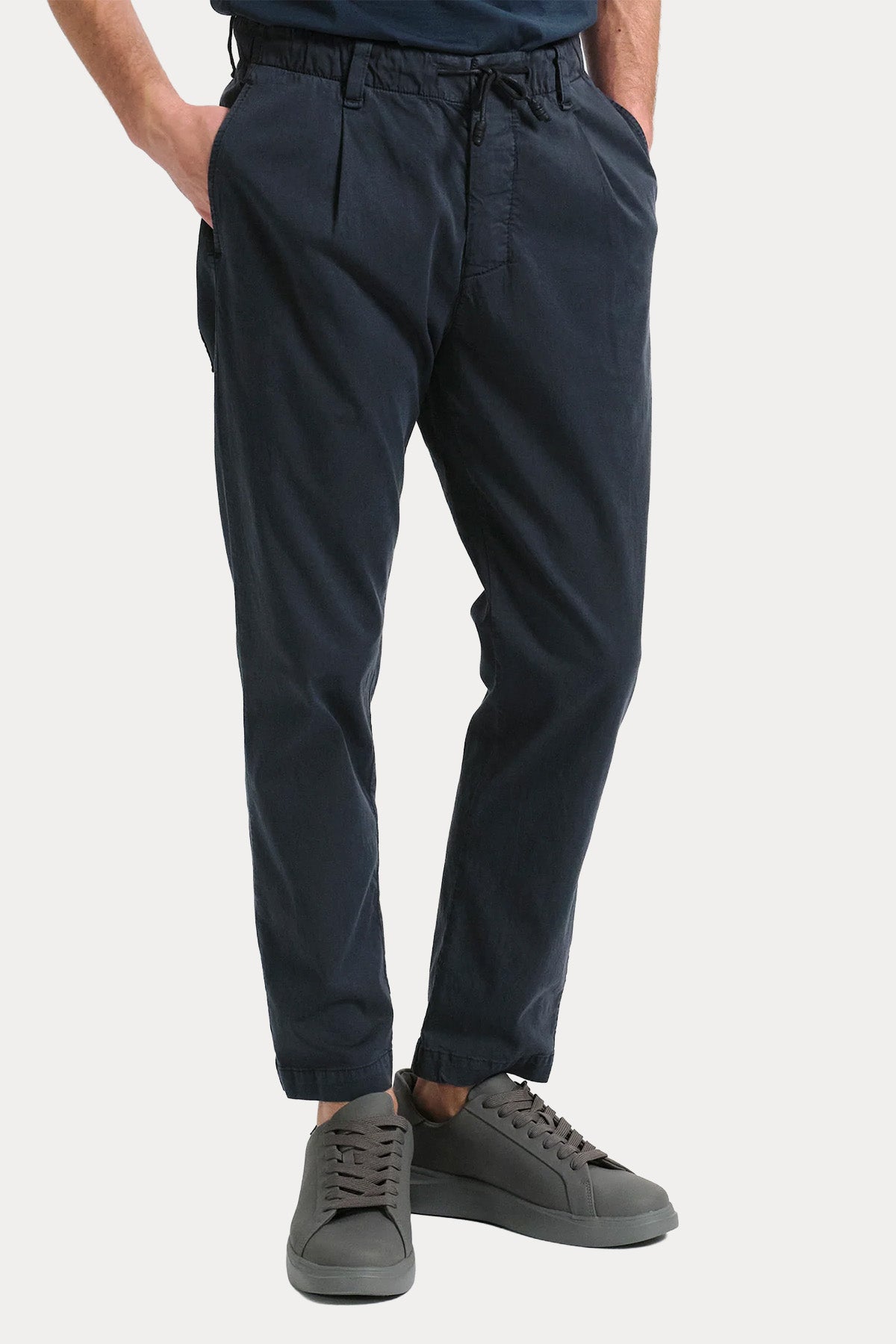 Transit Loose Fit Beli Lastikli Tek Pile Streç Pantolon-Pantolon-Libas