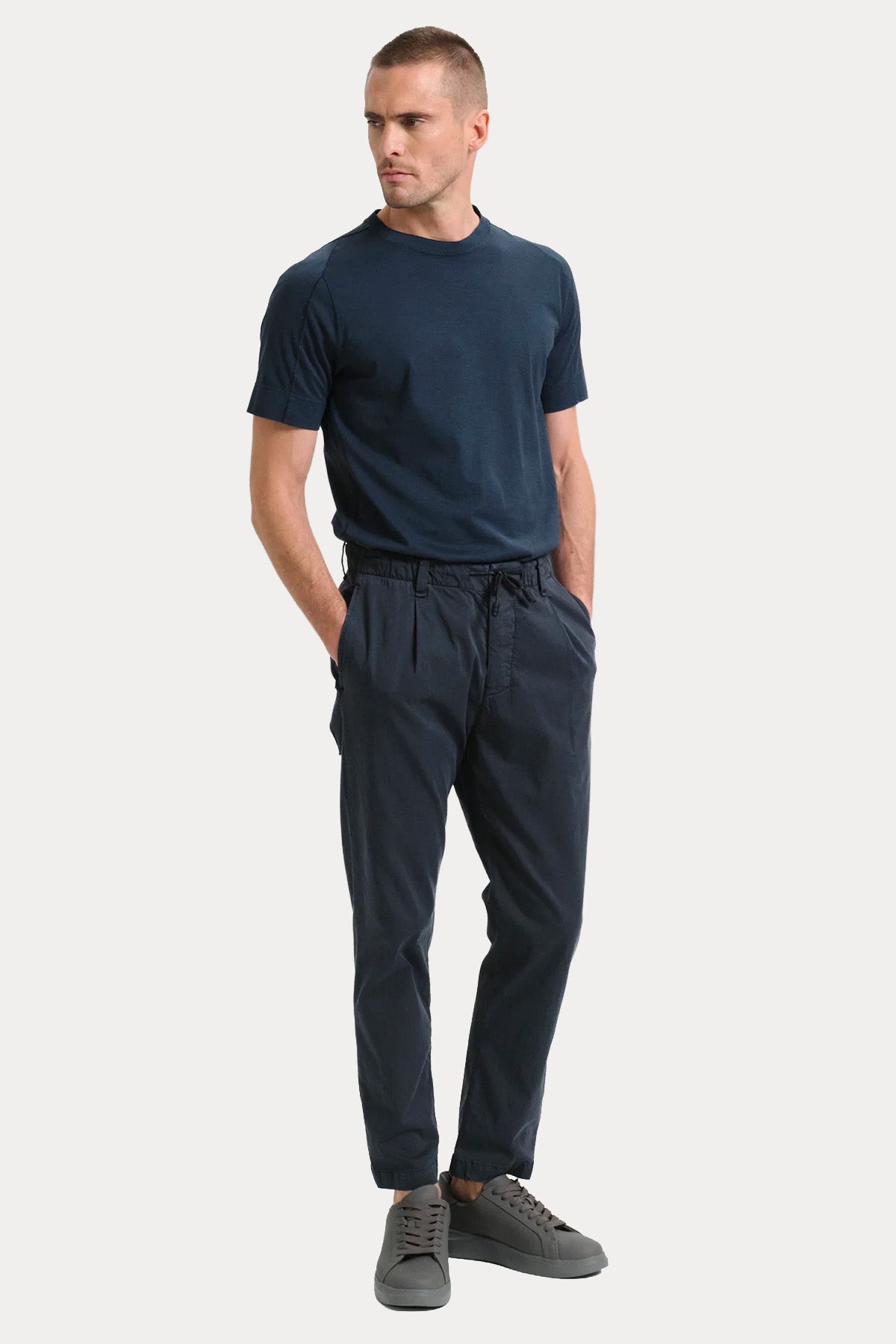 Transit Loose Fit Beli Lastikli Tek Pile Streç Pantolon-Pantolon-Libas