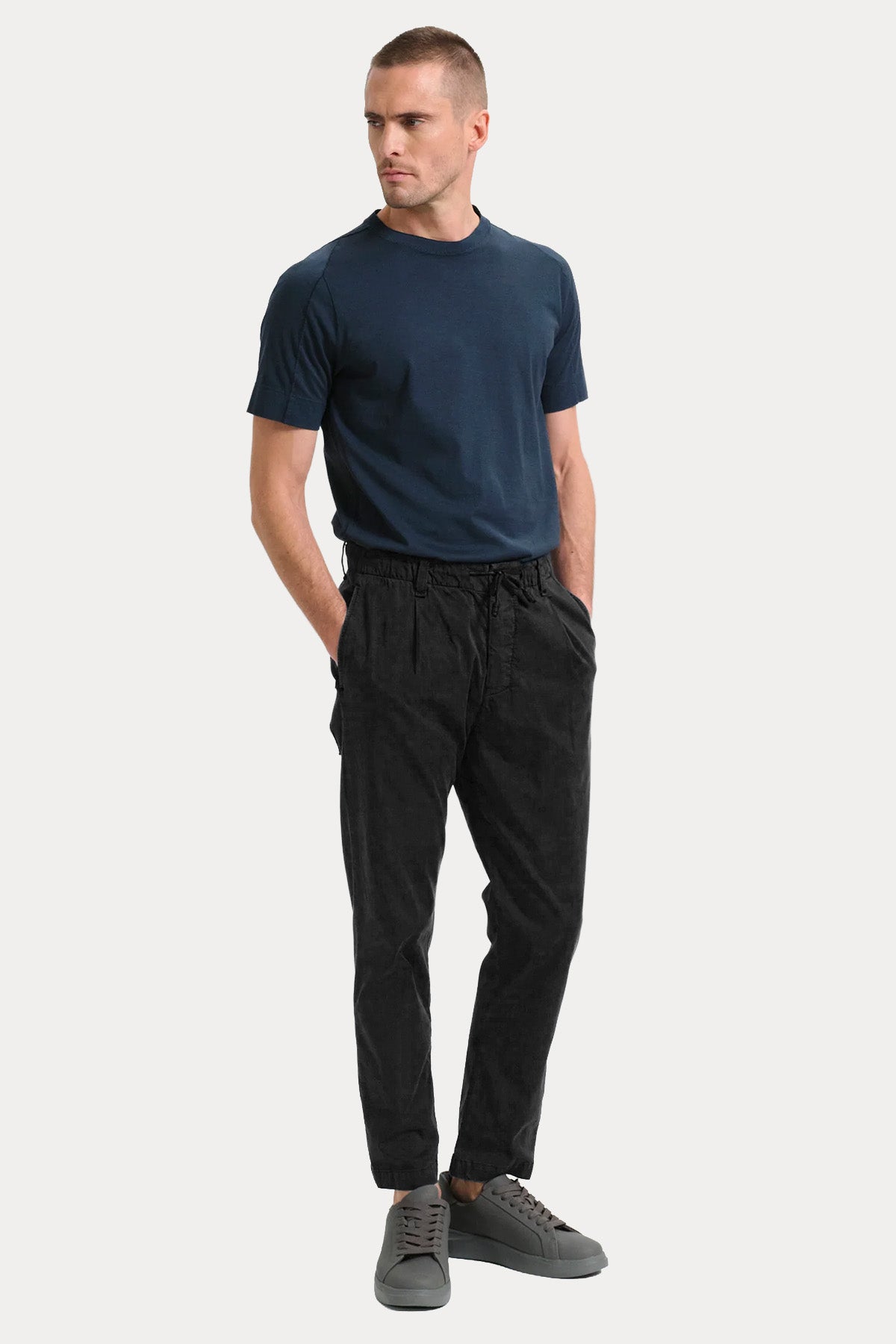 Transit Loose Fit Beli Lastikli Tek Pile Streç Pantolon-Pantolon-Libas