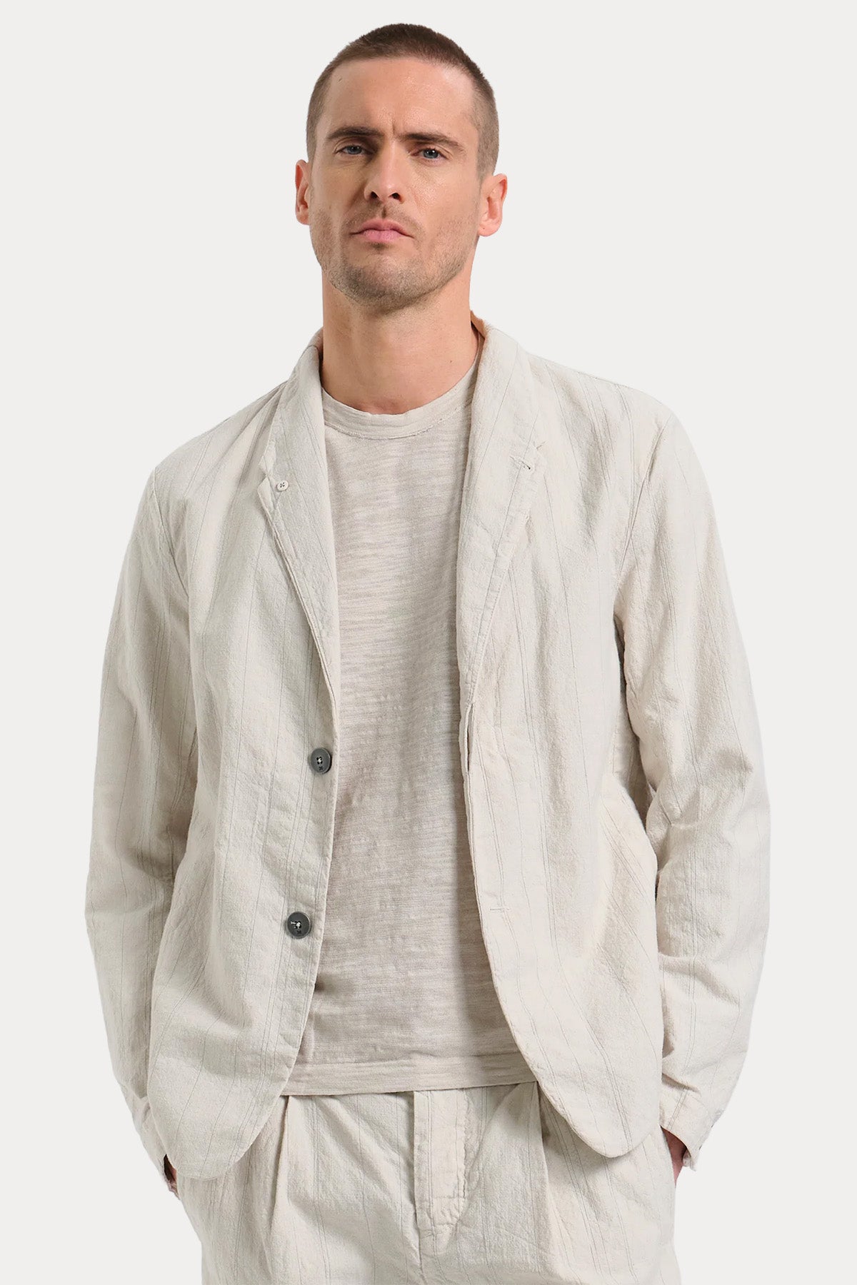 Transit Regular Fit Çizgili Blazer Ceket-Ceket-Libas