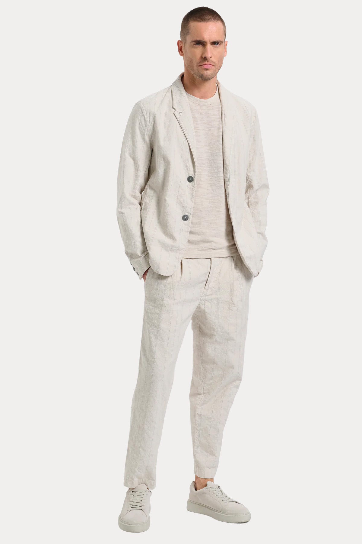 Transit Regular Fit Çizgili Blazer Ceket-Ceket-Libas