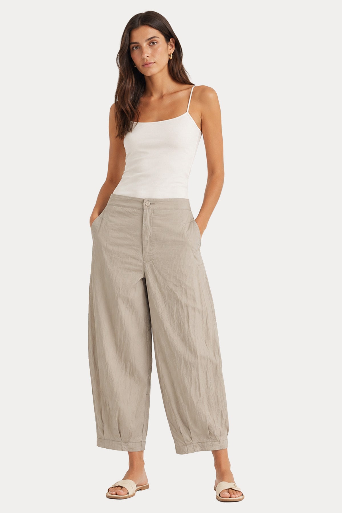 Transit Relaxed Fit Beli Lastikli İpek Pantolon