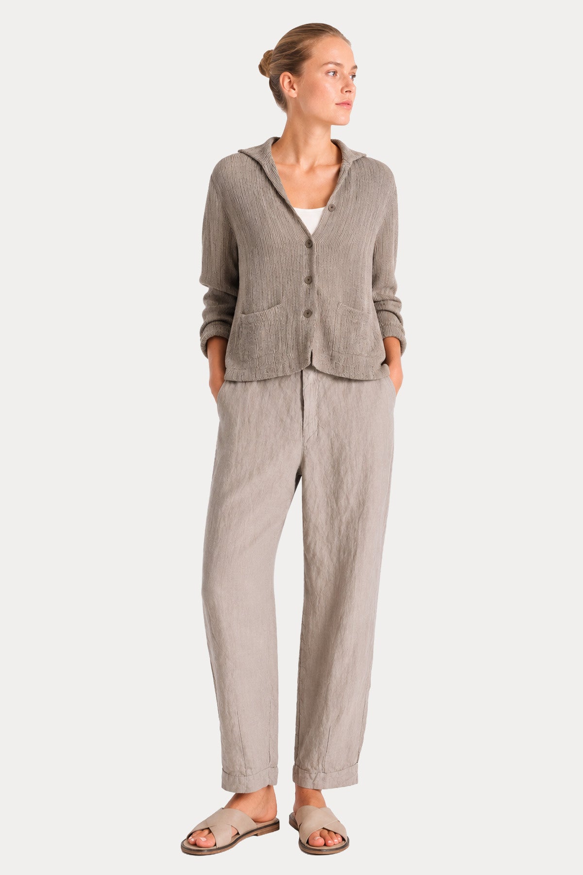 Transit Regular Fit Keten Triko Ceket
