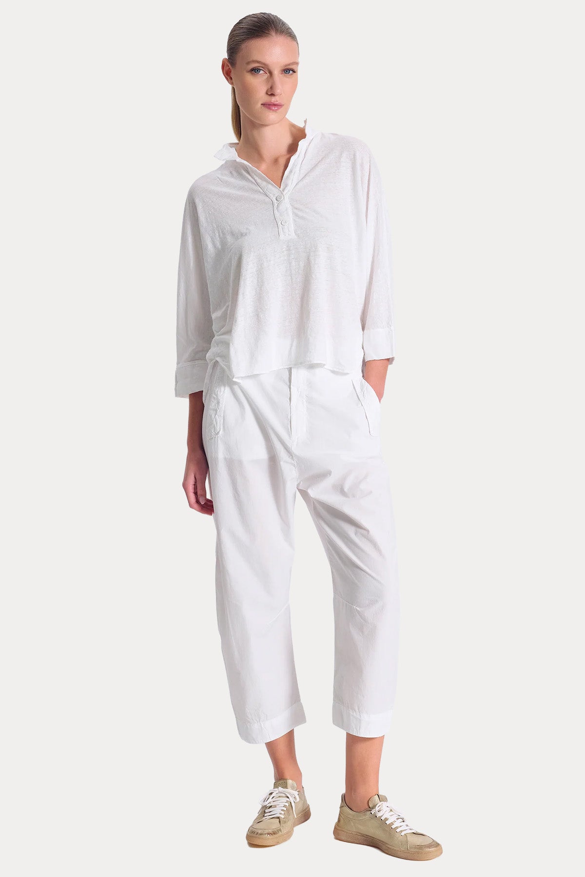 Transit Relaxed Fit Polo Yaka Keten Bluz-Bluz-Libas